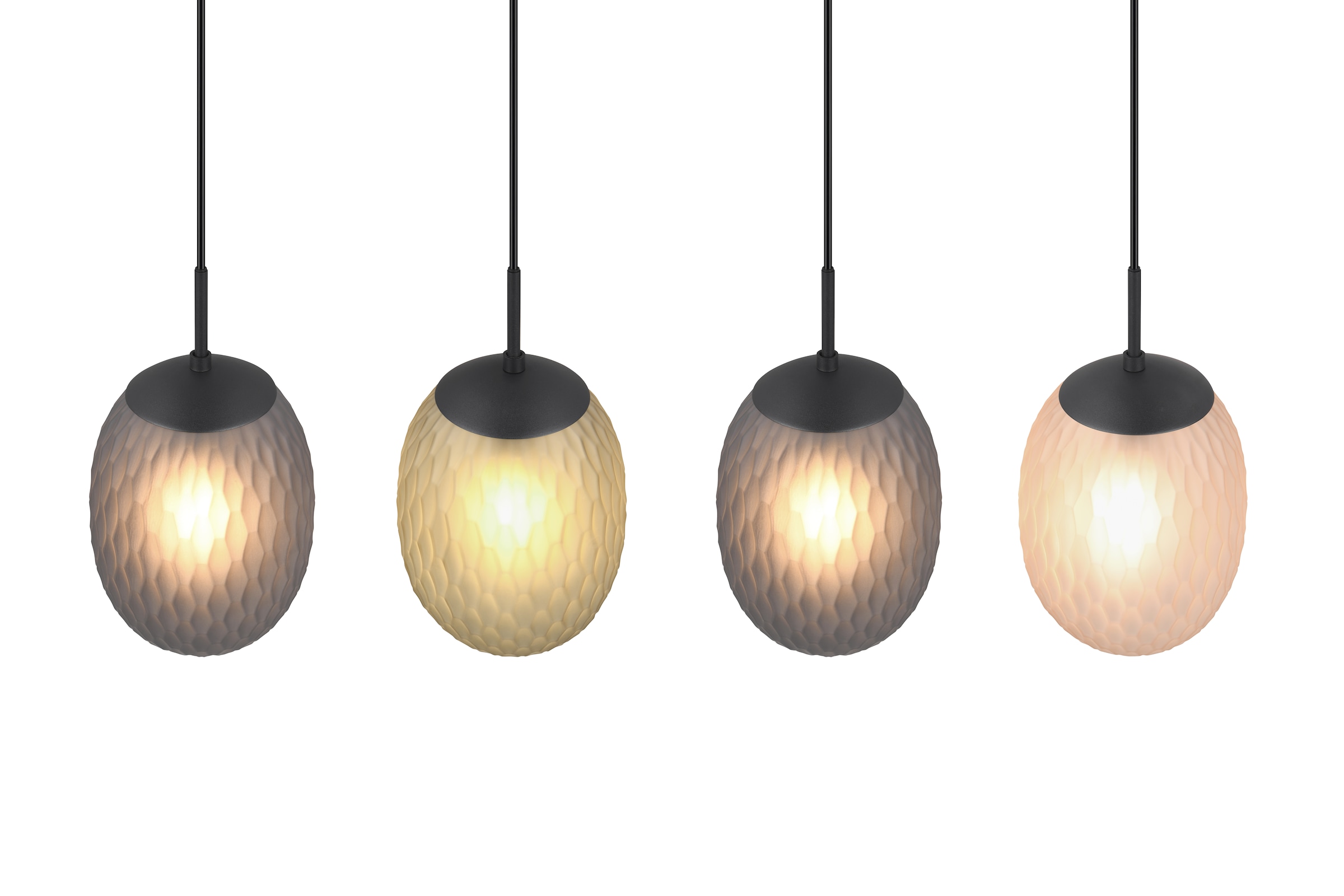 TRIO Leuchten Pendelleuchte »FACETTE, Hängeleuchte mit facettiertem Glasschirm in rauchgrau Ø 18cm« E27 1 Stk. warmweiß - kaltweiß exkl. Leuchtmittel E27 max 25W, Höhe einstellbar max 150cm