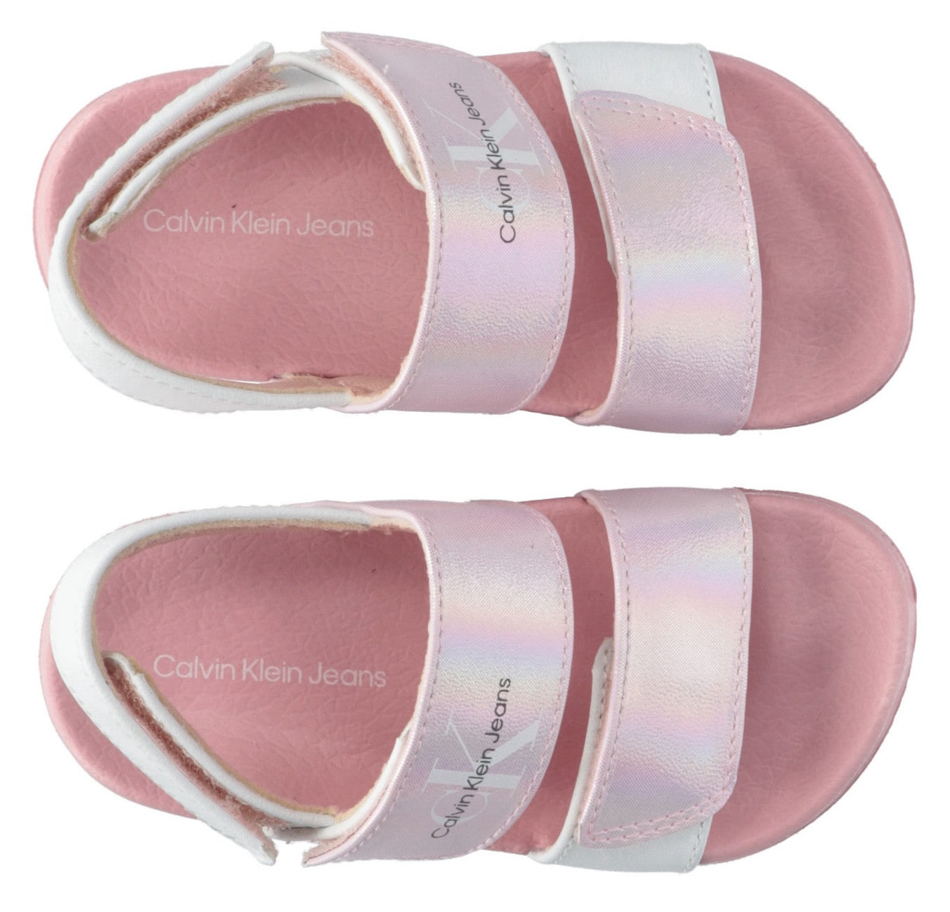 Calvin Klein Jeans Badesandale »VELCRO SANDAL«, Sommerschuh, Poolslides, Klettschuh, mit Schimmer