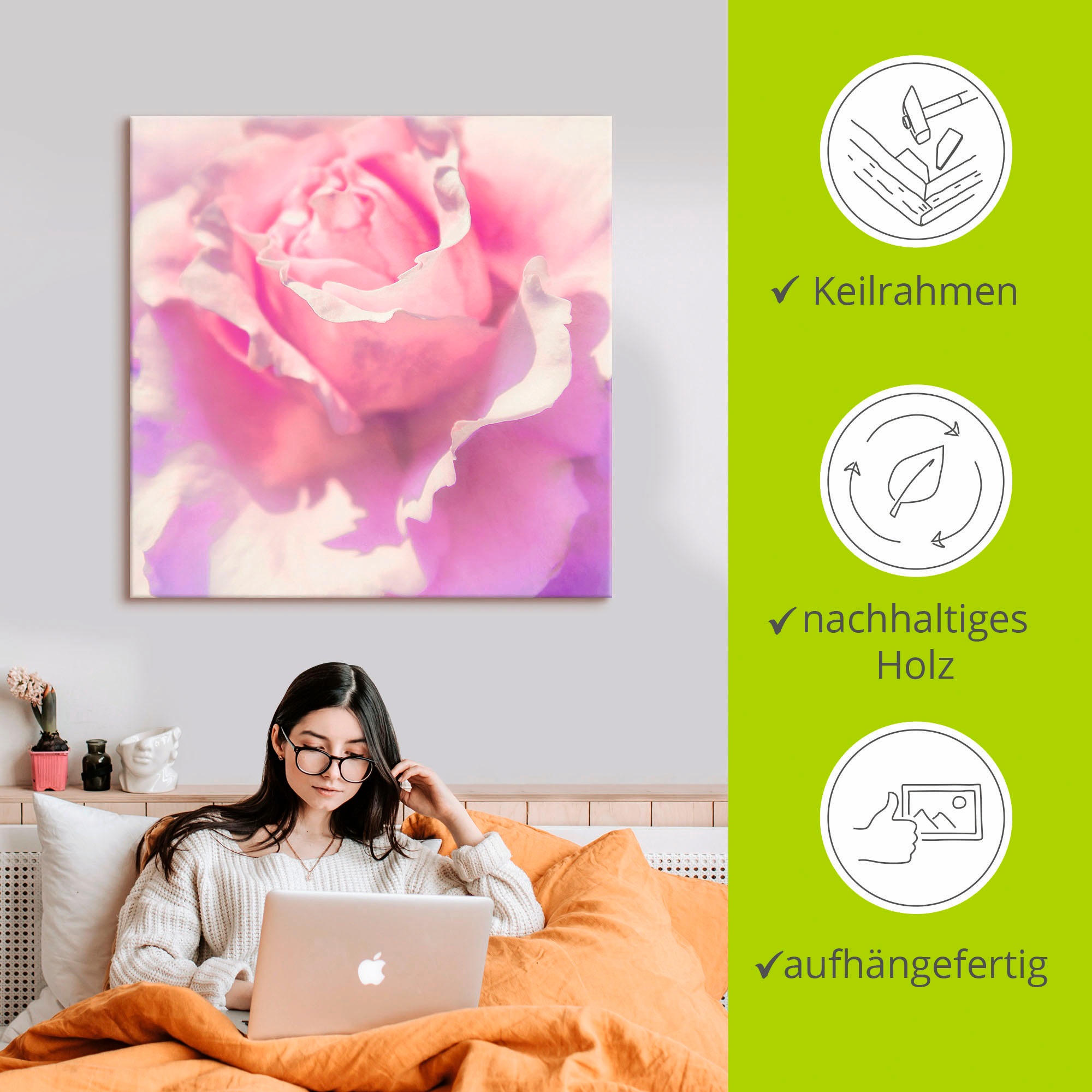 Artland Wandbild »Rosa«, Blumen, (1 St.), als Leinwandbild, Poster, Wandaufkleber in verschied. Größen