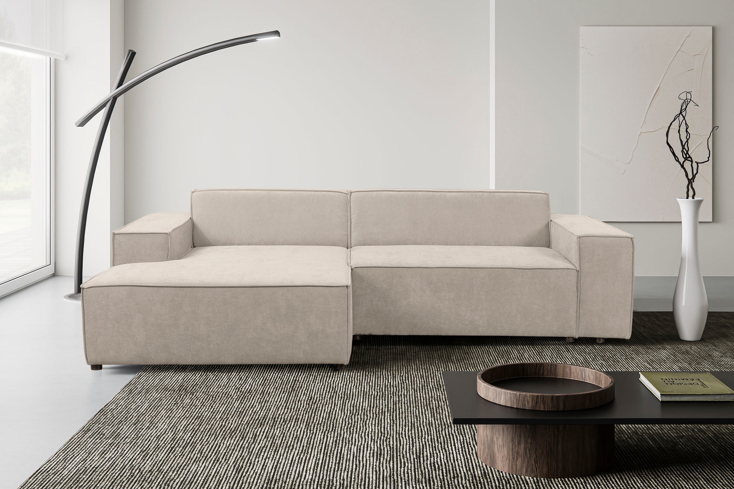 WERK2 Ecksofa "Trento 268 x 163 cm modern und bequem" Chenille, L-Form, extra weiche und tiefe Sitzfläche