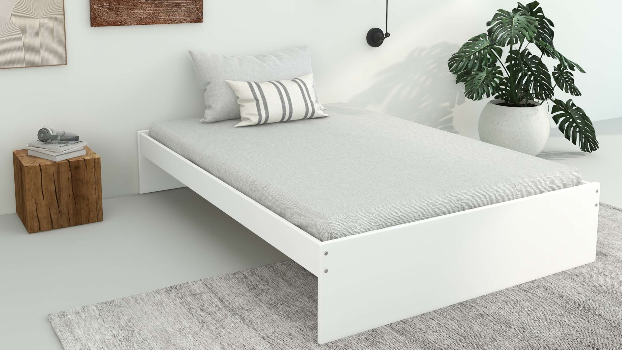 OTTO home Bett »Magdala, Futonbett, schlichtes Design, Top Qualität«, (Breite/ Belastbarkeit: 120cm/200 KG, 90cm/ 100KG), aus robustem MDF, Breite Liegefläche 140 cm, Bettkasten optional