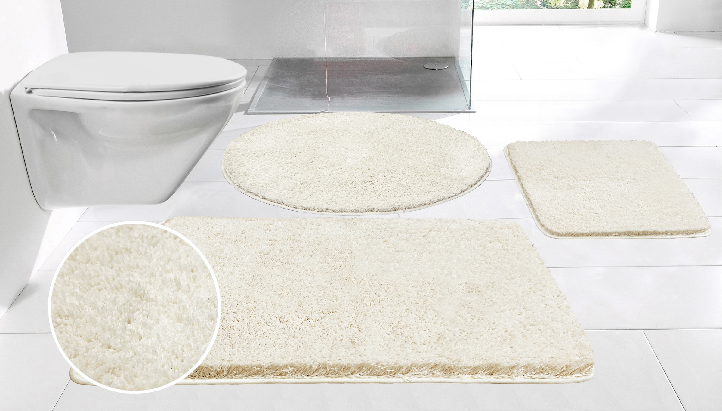 Möve Badematte "Superwuschel, Badvorleger, Badezimmer Teppich" Höhe 40 mm rutschhemmend beschichtet fußbodenheizungsgeeignet schnell trocknend strapazierfähig Mikrofaser-Badematte, Badteppich, rechteckig, rund & als 3-tlg. Set