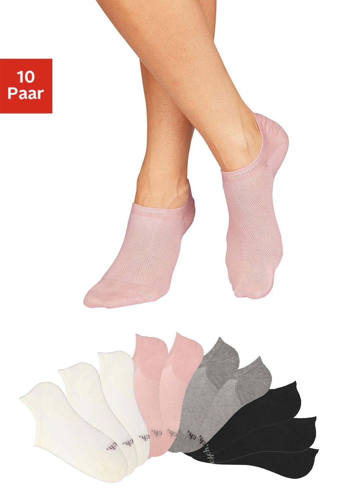 Bench. Sneakersocken "Damen Füßlinge, Rutschfest Silikon, Atmungsaktive Kurzsocken" Packung, 10 Stk. tlg. mit Pikeestruktur für Loafer und Sneaker Schuhe