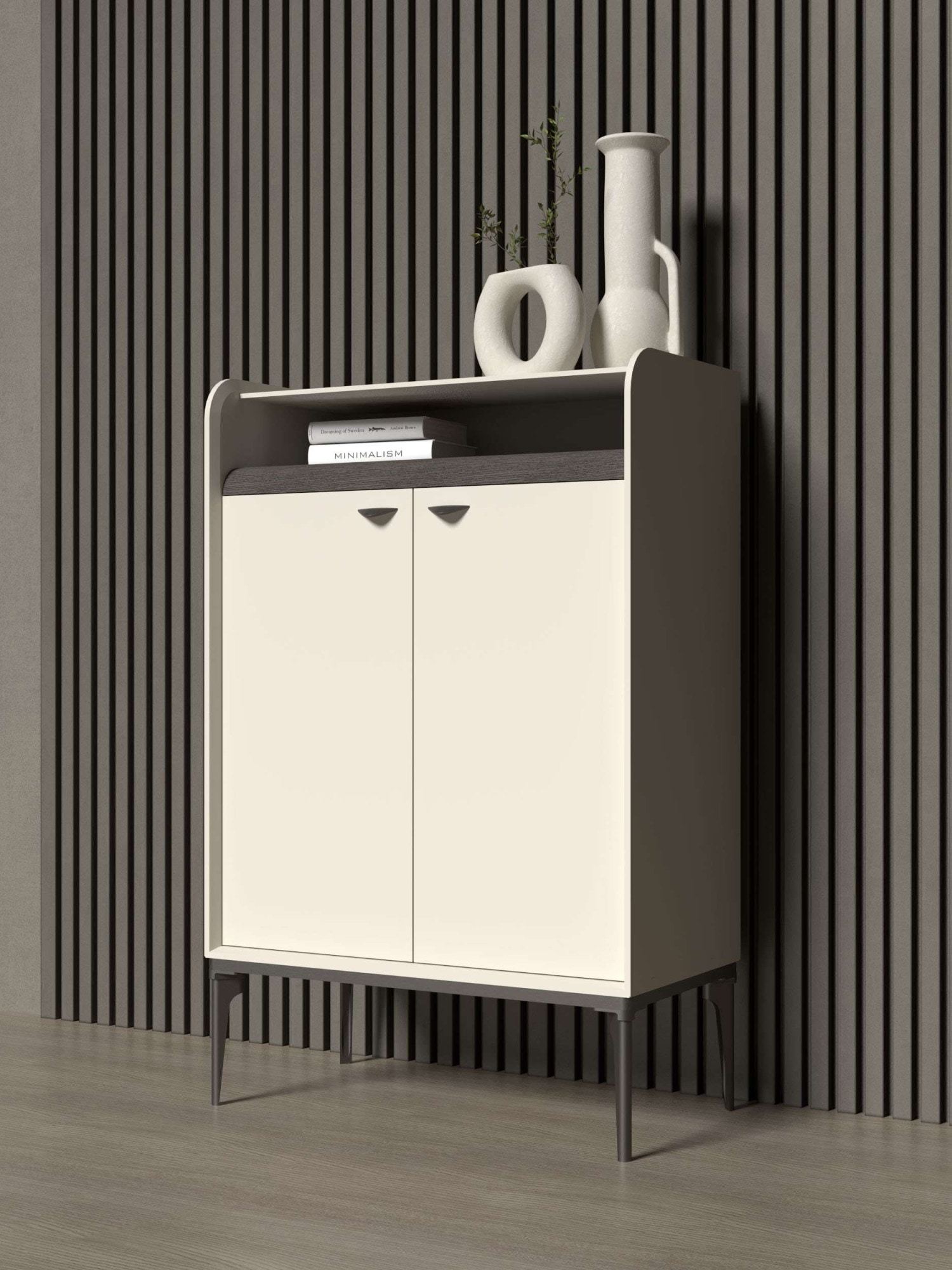 OTTO home Highboard »Sofy  Sideboard, Kommode, Anrichte, Schrank« UV lackiert, Soft Close Funktion, Metallgestell in Anthrazit Dekor