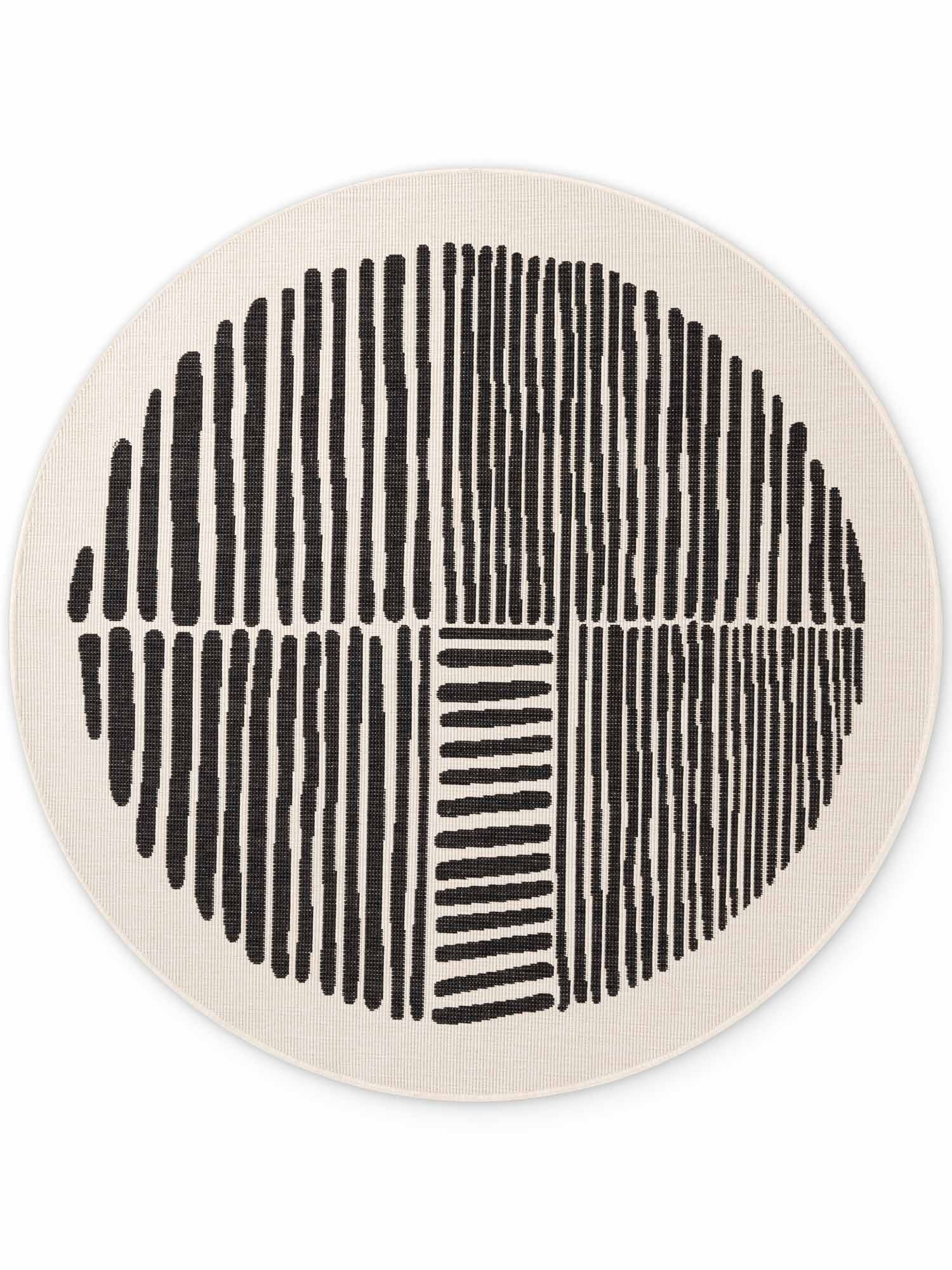 Ted Baker Bounds Flatweave Reversible Indoor Outdoor Round Rug Abstract in Black | Size: 200cm diameter