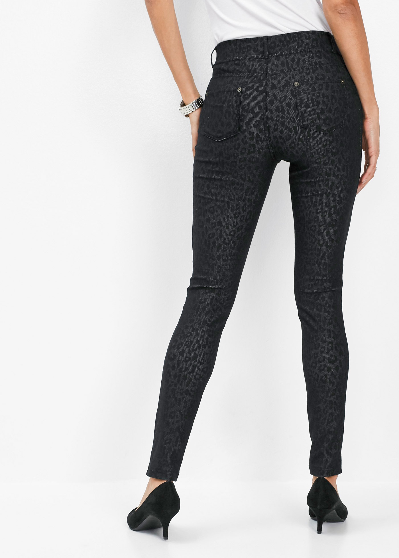 bonprix Jeansjeggings "Jeggings mit Leo-Druck" Skinny Fit, aus Baumwolle, P günstig online kaufen