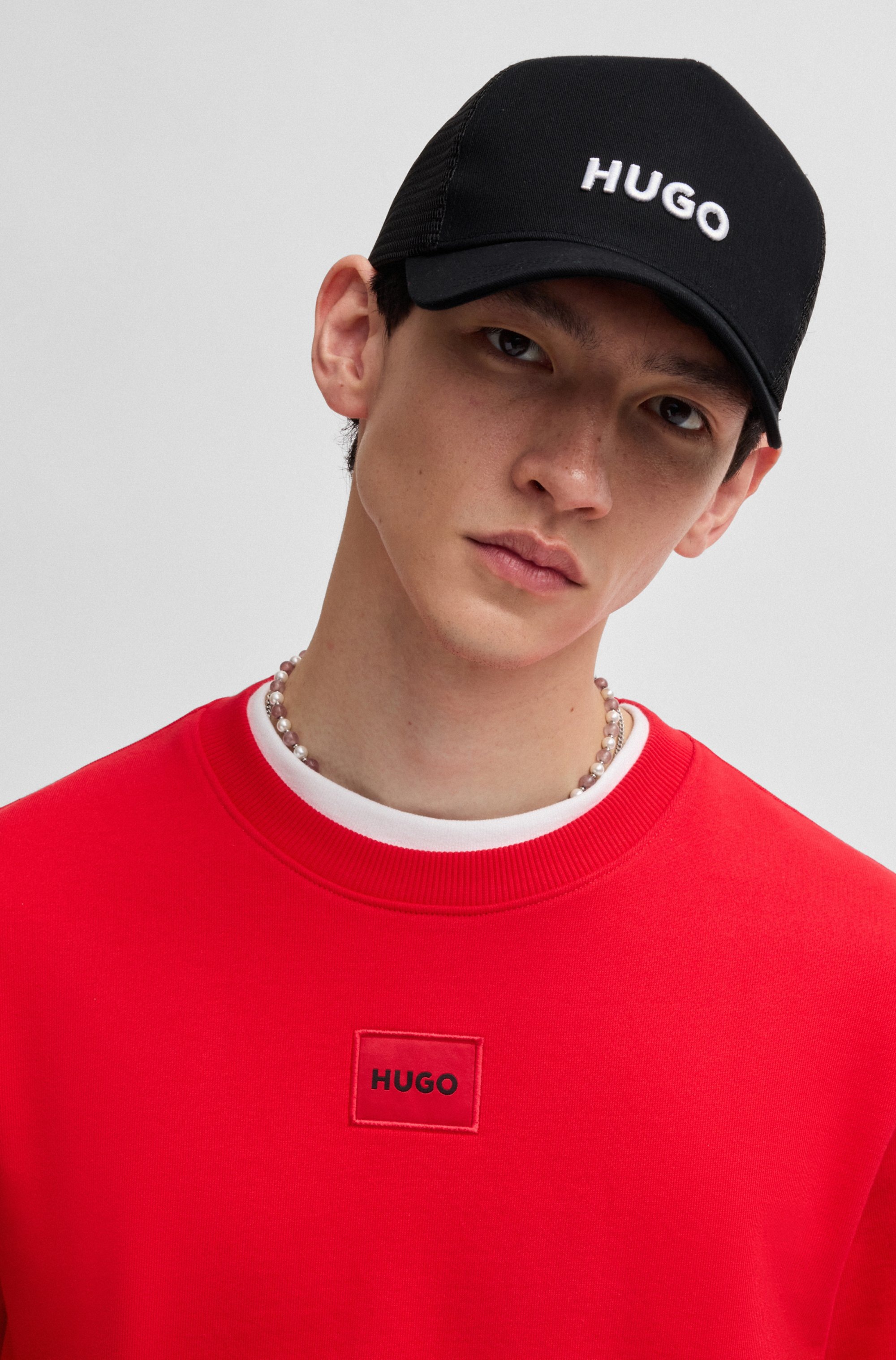 HUGO Fitted Cap »Marsel-Trucker«, aus Twill & Mesh mit 3D Logostickerei, unisex