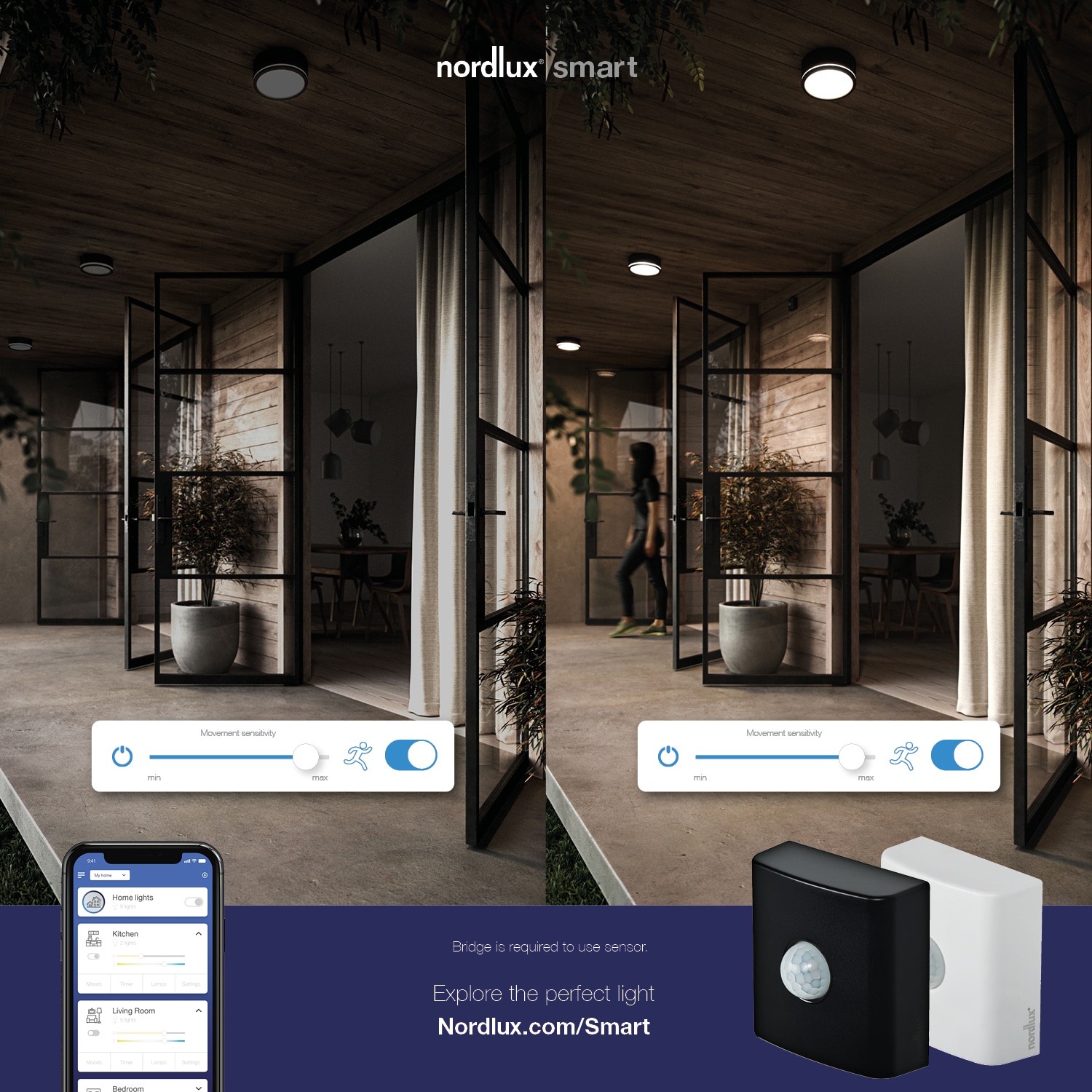 Nordlux Sensor »Smartlight«, Mobiler Smart Home Sensor, Bewegungs-, Dämmerungsmeldung