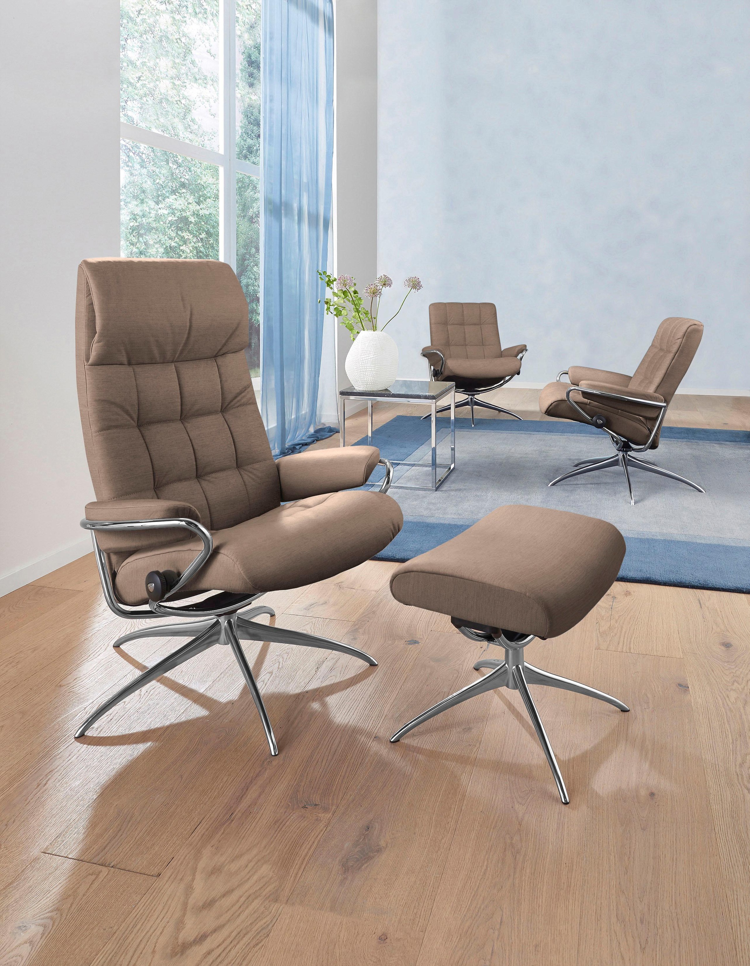 Stressless® Relaxsessel »London«, (Set, Relaxsessel mit Hocker), mit Hocker, High Back, mit Star Base, Gestell Chrom