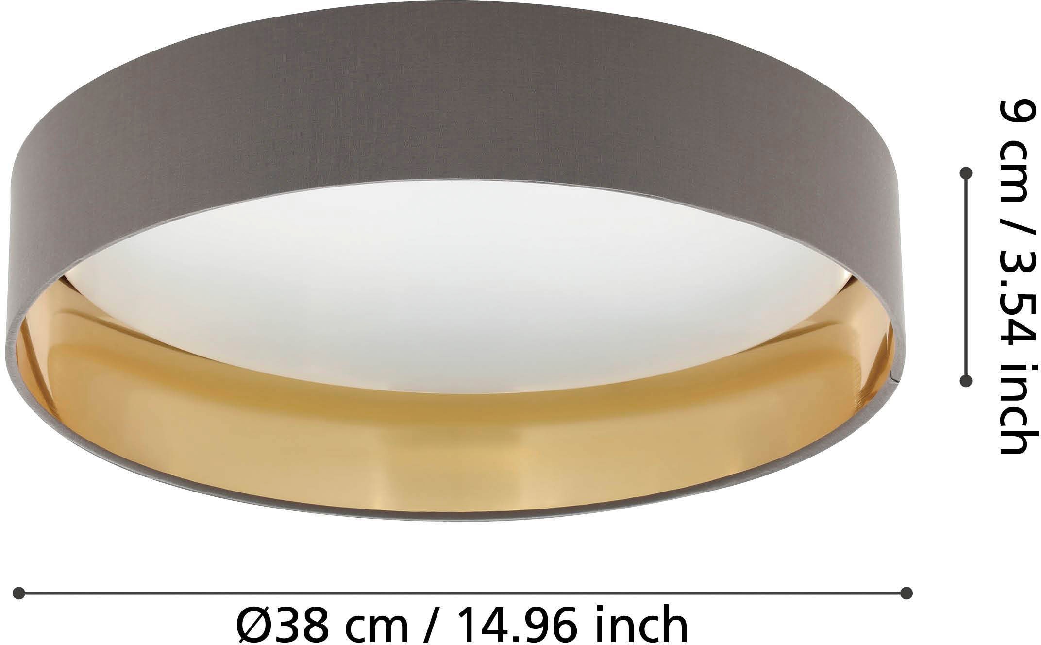 EGLO LED Deckenleuchte »Maserlo«, 1 flammig, Leuchtmittel LED-Modul | LED fest integriert, Stofflampe Maserlo2 Ø38 x H9 cm, LED-Platine, Textilschirm