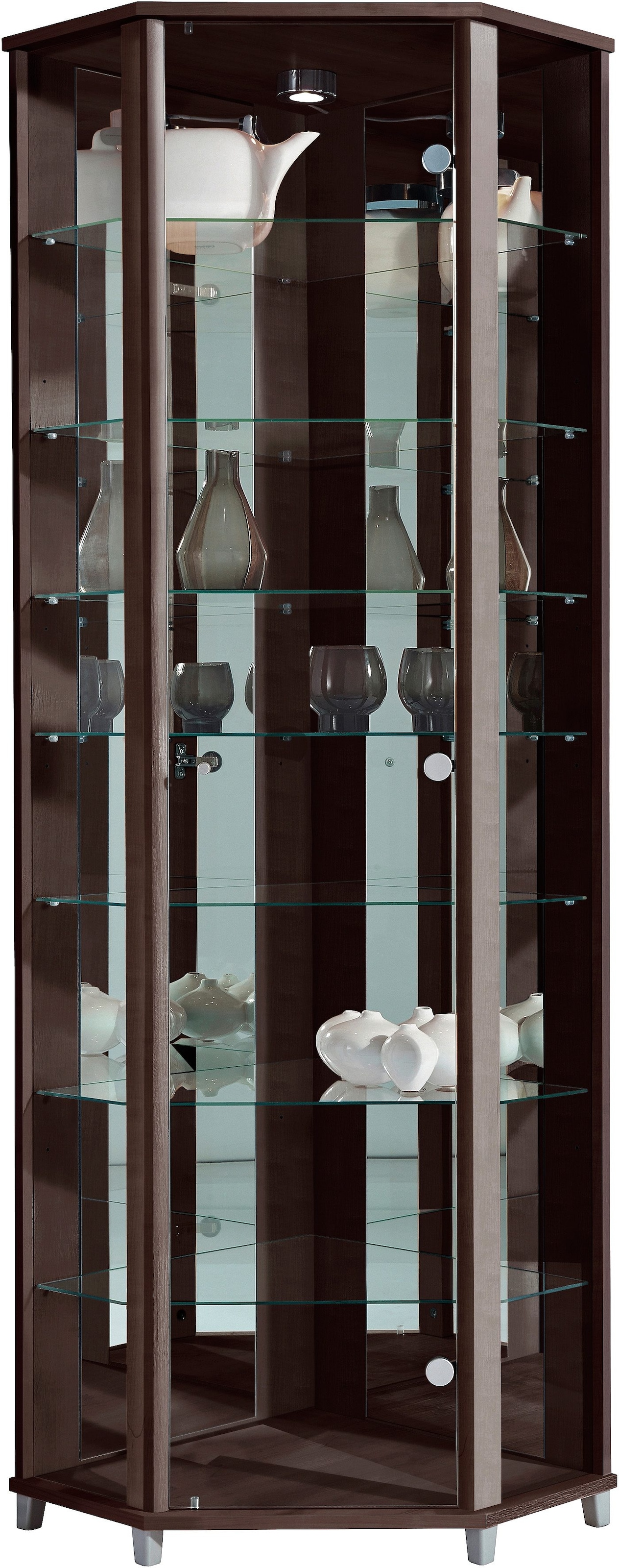 fif möbel Vitrine "TRIO", Eckvitrine/Glasvitrine 1x Glastür, perfekt für Sammler, Sammlervitrine