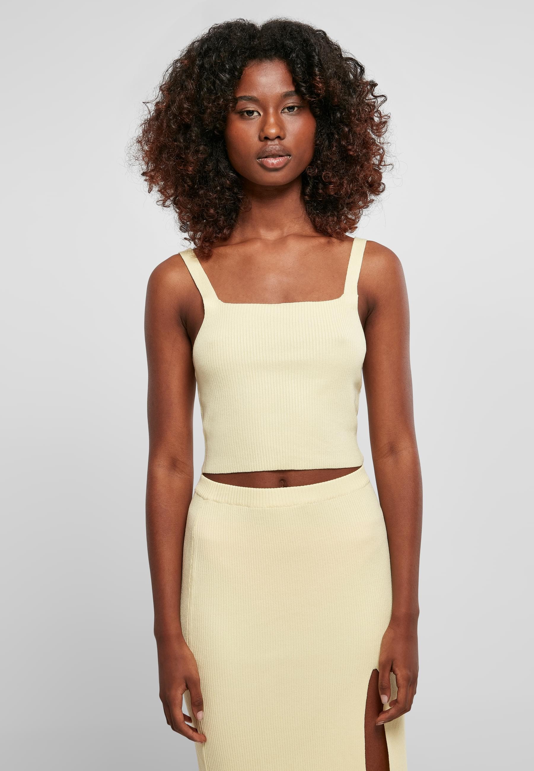 URBAN CLASSICS Muskelshirt »Urban Classics Damen Ladies Cropped Knit Top«, (1 tlg.)