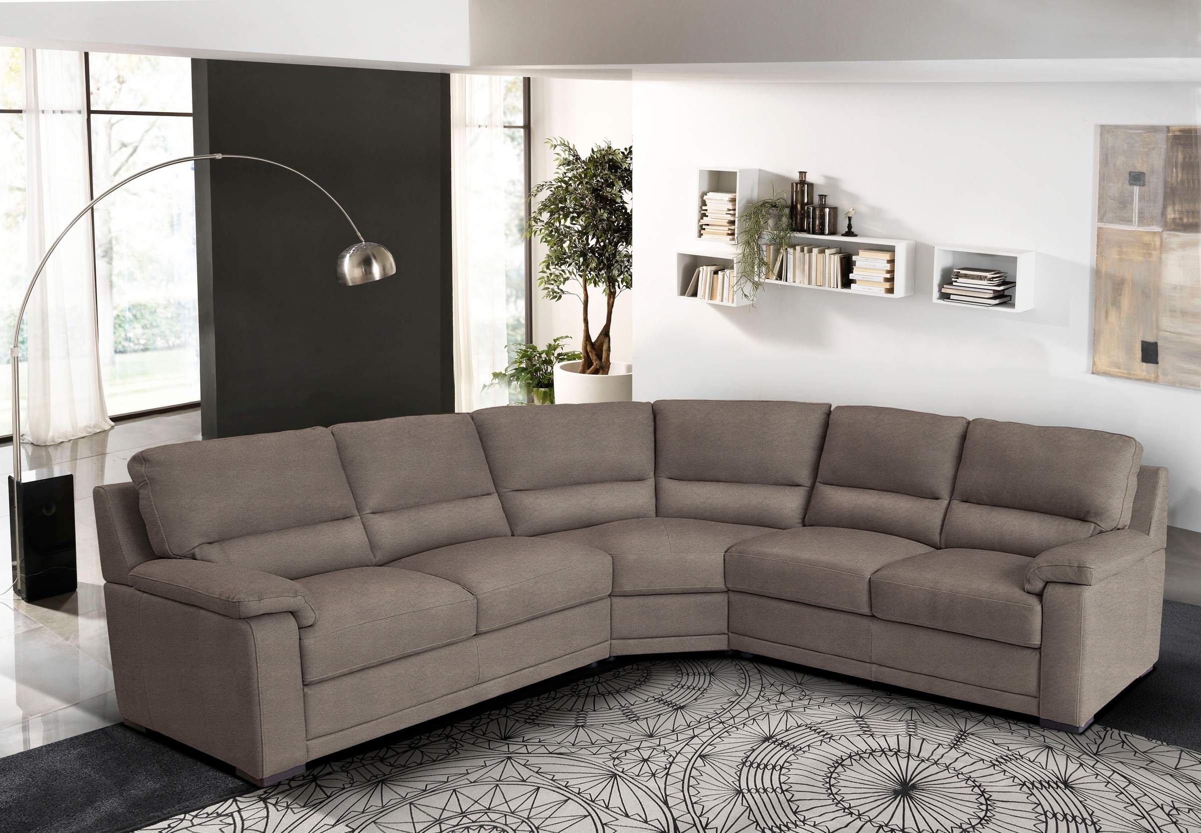 Egoitaliano Ecksofa "Doris, modernes Designerecksofa in hochwertigen Microfaserqualitäten" edle Detailverarbeitung, wahlweise fleckenabweisend oder in Lederoptik