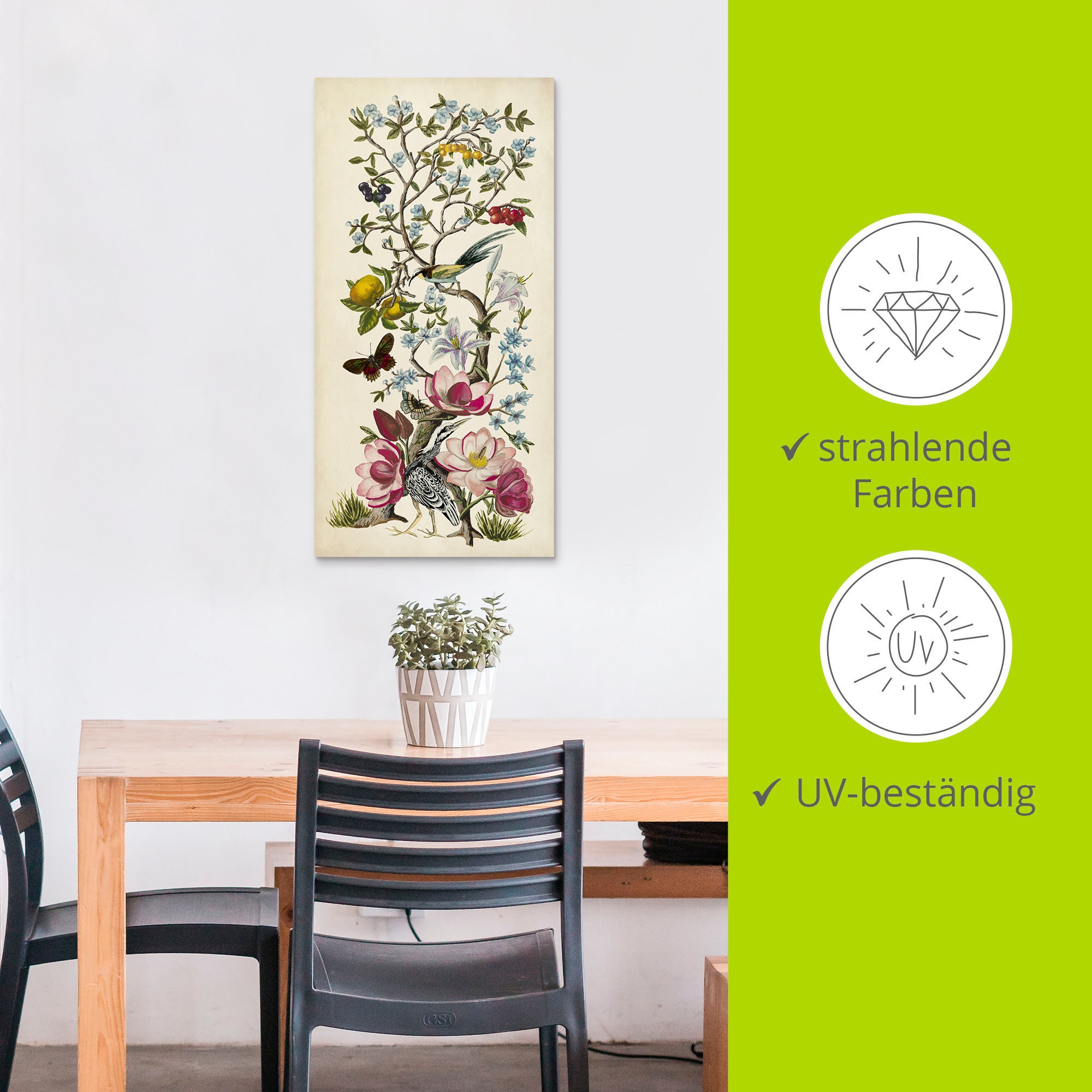 Artland Wandbild »Chinoiserie Natur II«, Pflanzen, (1 St.), als Alubild, Outdoorbild, Leinwandbild, Wandaufkleber, versch. Größen