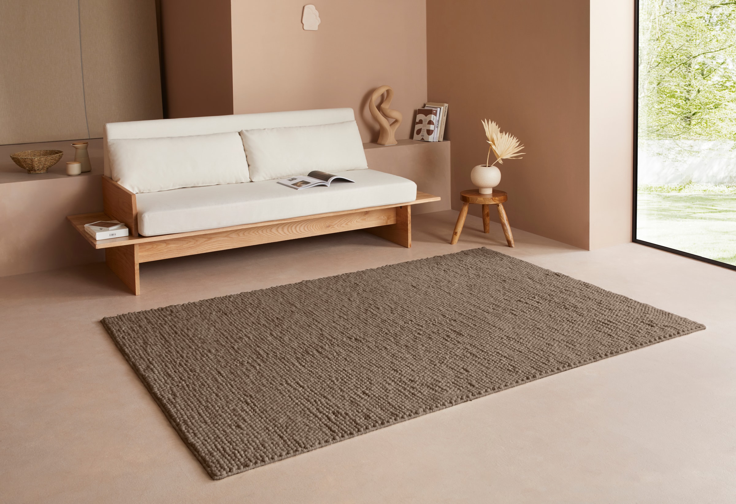 LeGer Home by Lena Gercke Wollteppich »Ainhoa, handgewebt, Wolle«, rechteckig, 12 mm Höhe, einfarbig, Wolle, Handweb Teppich, Wohnzimmer, Schlafzimmer, Esszimmer