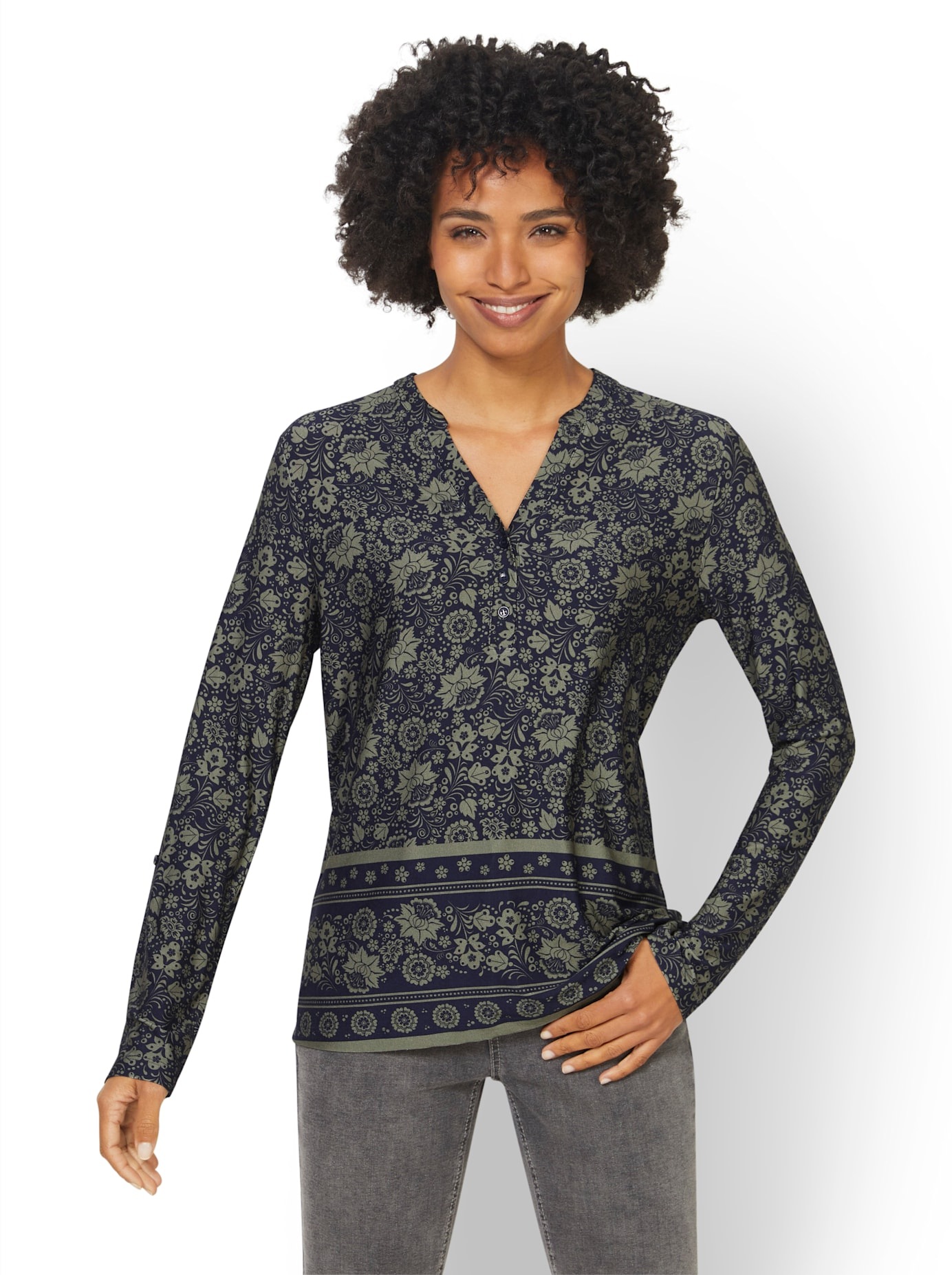 heine Langarmshirt "Druck-Shirt" 1 Stk. günstig online kaufen