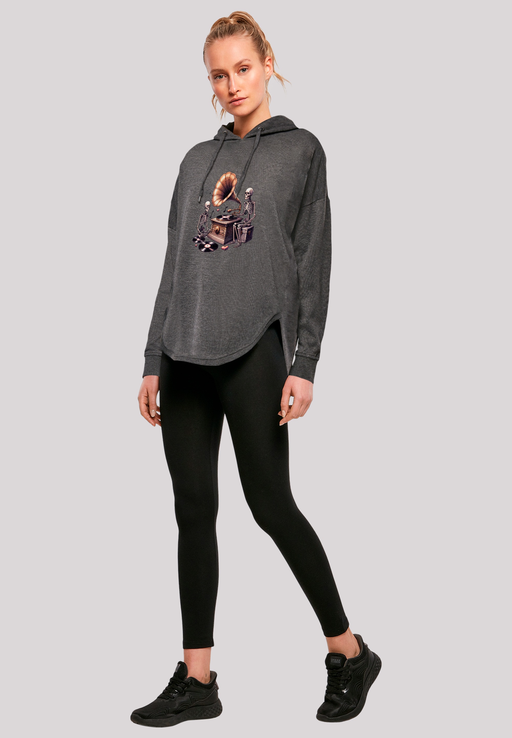 F4NT4STIC Kapuzenpullover »Gothic Skeleton Vintage Plattenspieler«, Premium Qualität