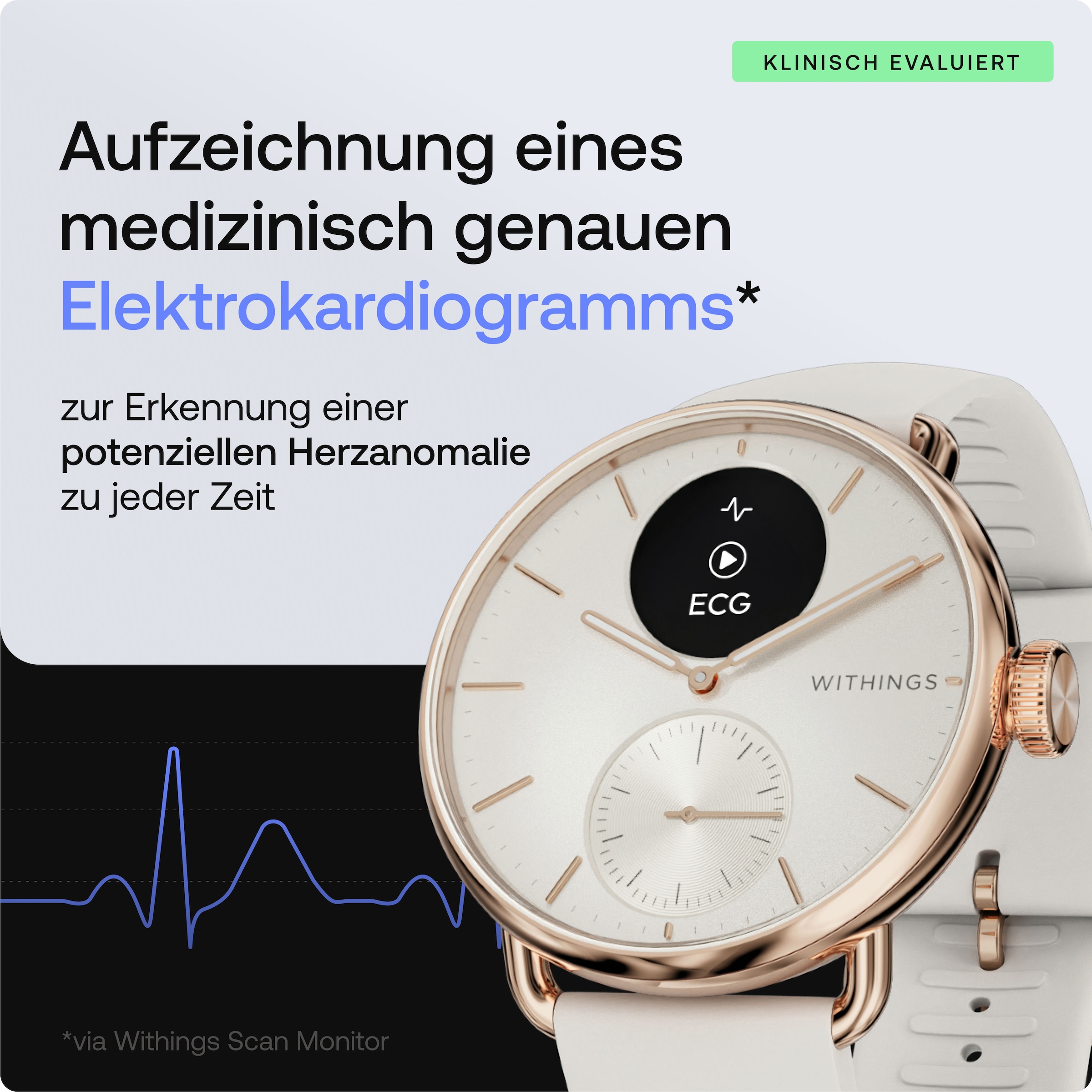 Withings Smartwatch »ScanWatch 2 38mm«, HealthSense OS,)
