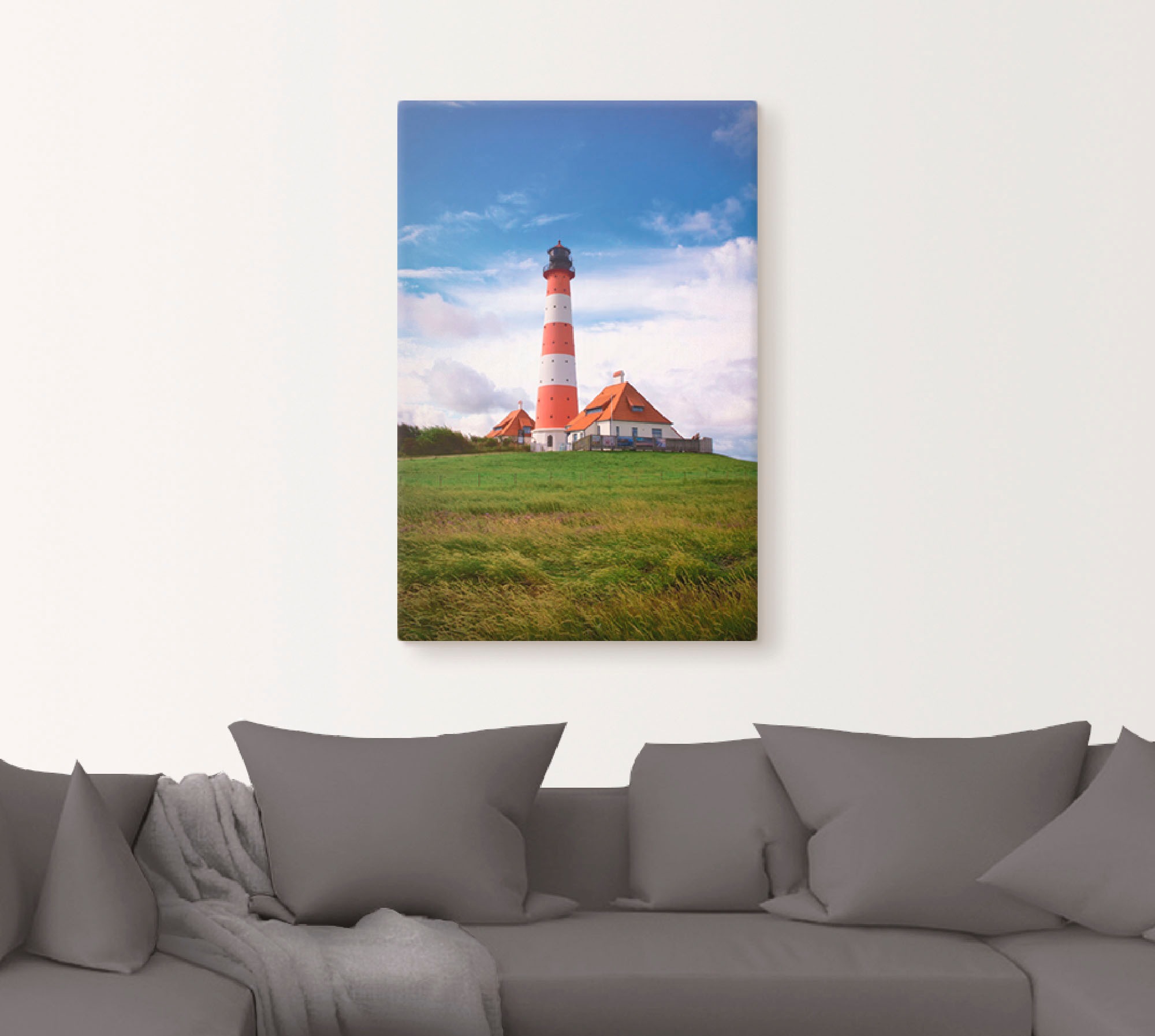 Artland Wandbild »Westerhever Leuchtturm«, Gebäude, (1 St.), als Alubild, Outdoorbild, Leinwandbild, Poster in verschied. Größen