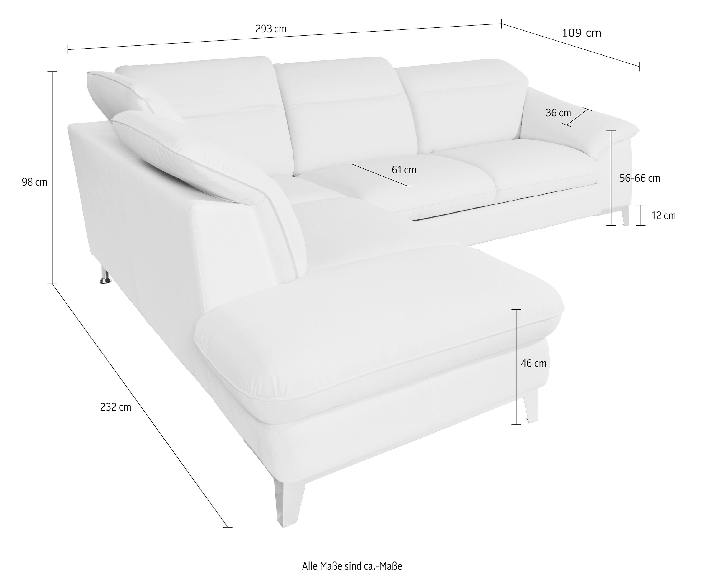 COTTA Ecksofa »Teresa L-Form«, mit Kopfteilverstellung, wahlweise mit Bettfunktion