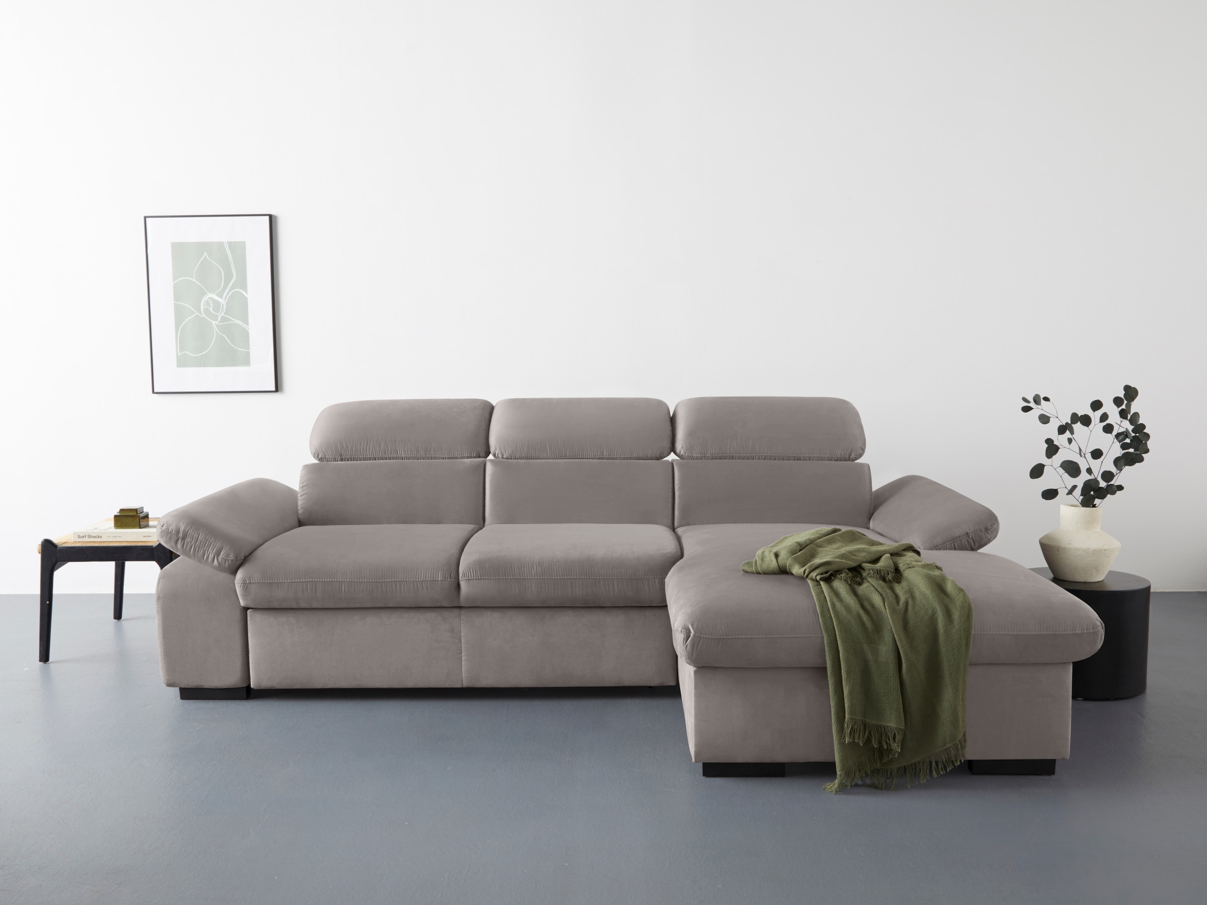 COTTA Ecksofa "Lola L-Form mit Kopfteilfunktion & Hocker" wahlweise mit Bet günstig online kaufen