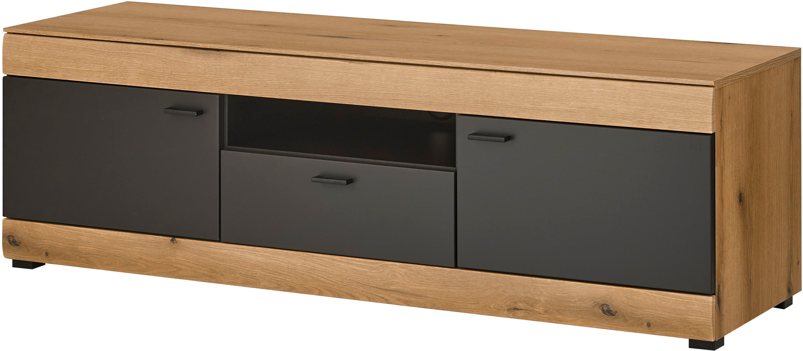 Home affaire Lowboard "Soleto, moderner TV-Schrank, Kommode, TV-Unterschrank" zeitlos, schwarze Griffe aus Metall, ausreichend Stauraum