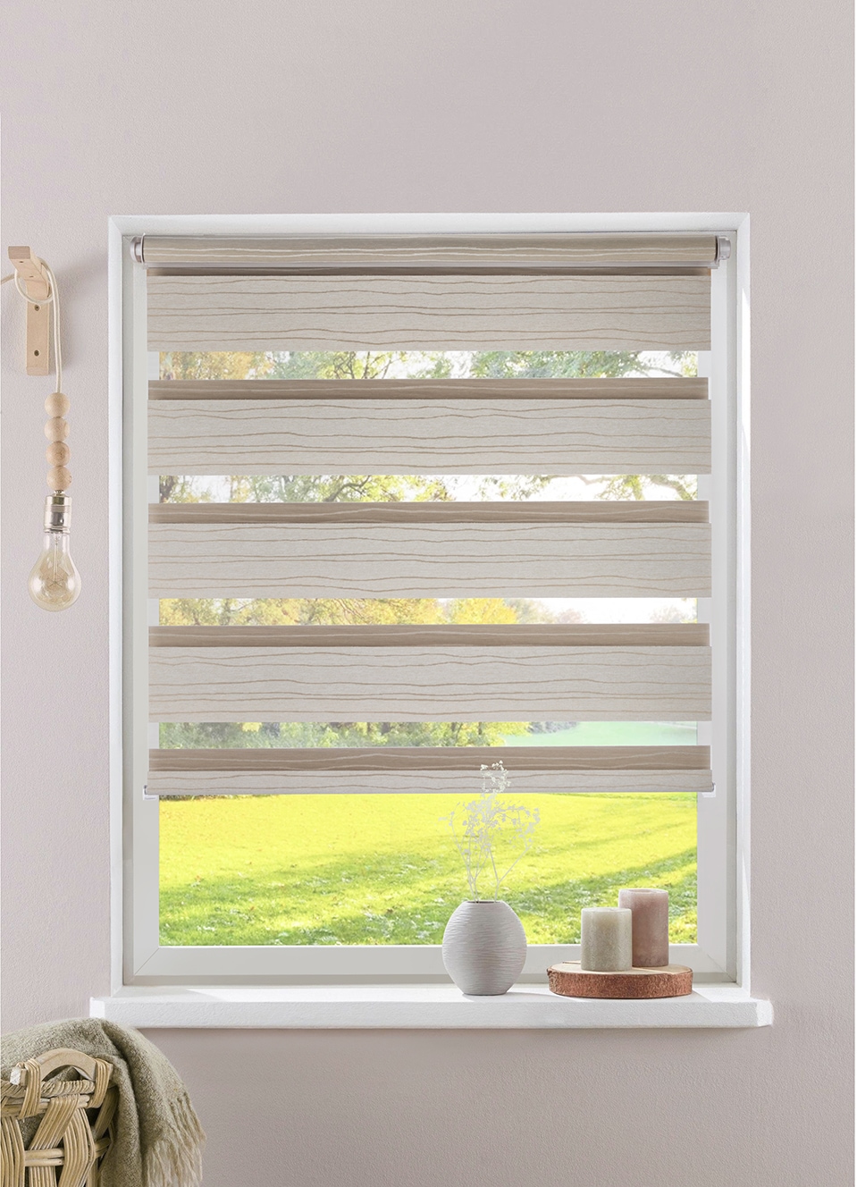 OTTO home Doppelrollo "PAGELLA" Lichtschutz Blendschutz Sichtschutz Verdunkelung ohne Bohren freihängend Rollo, mit eingewebten Chenillefäden, für Fenster & Tür, sehr beliebt