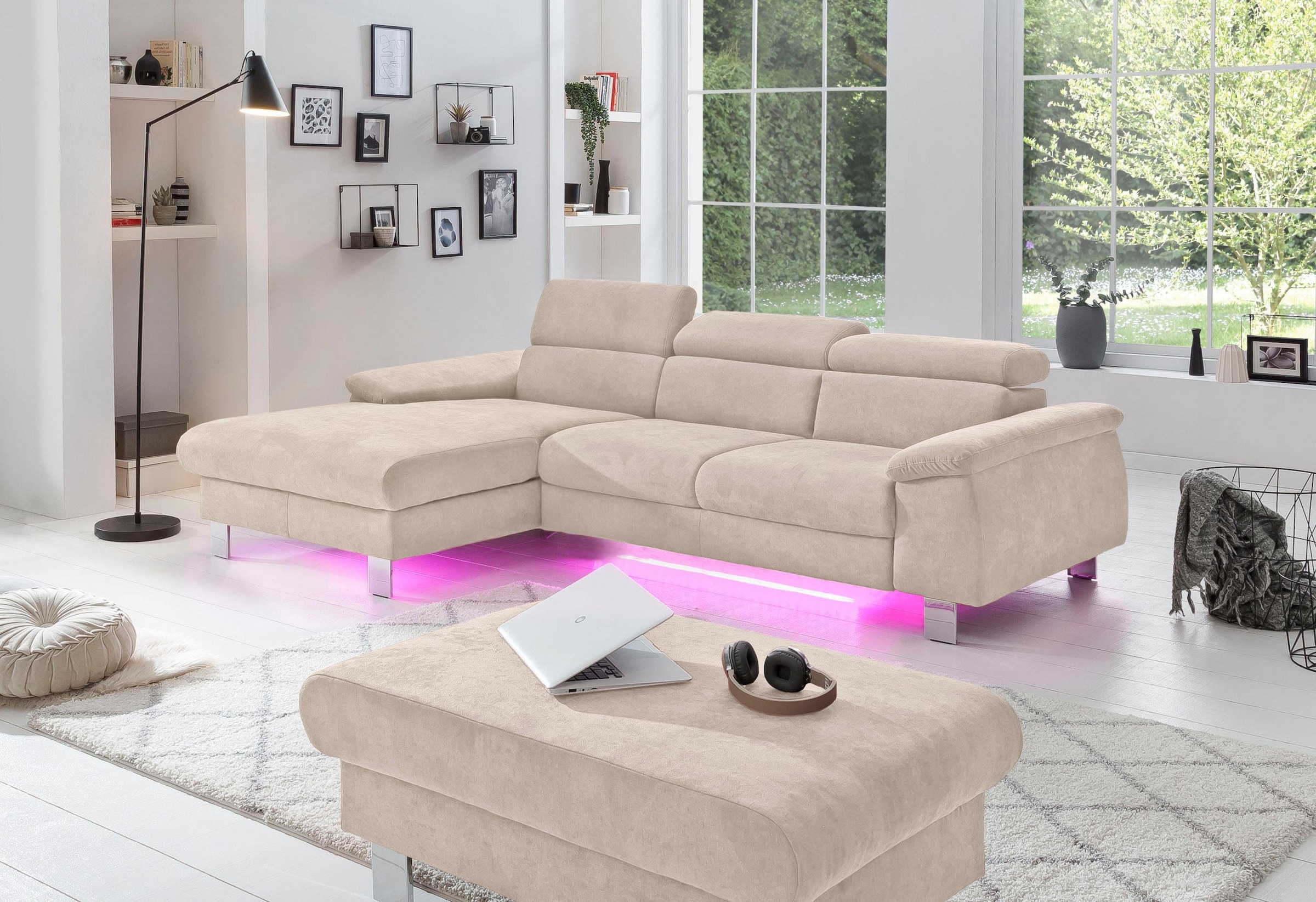 COTTA Ecksofa "Komaris L-Form, B: 244 cm" mit Kopfteilverstellung, optional günstig online kaufen