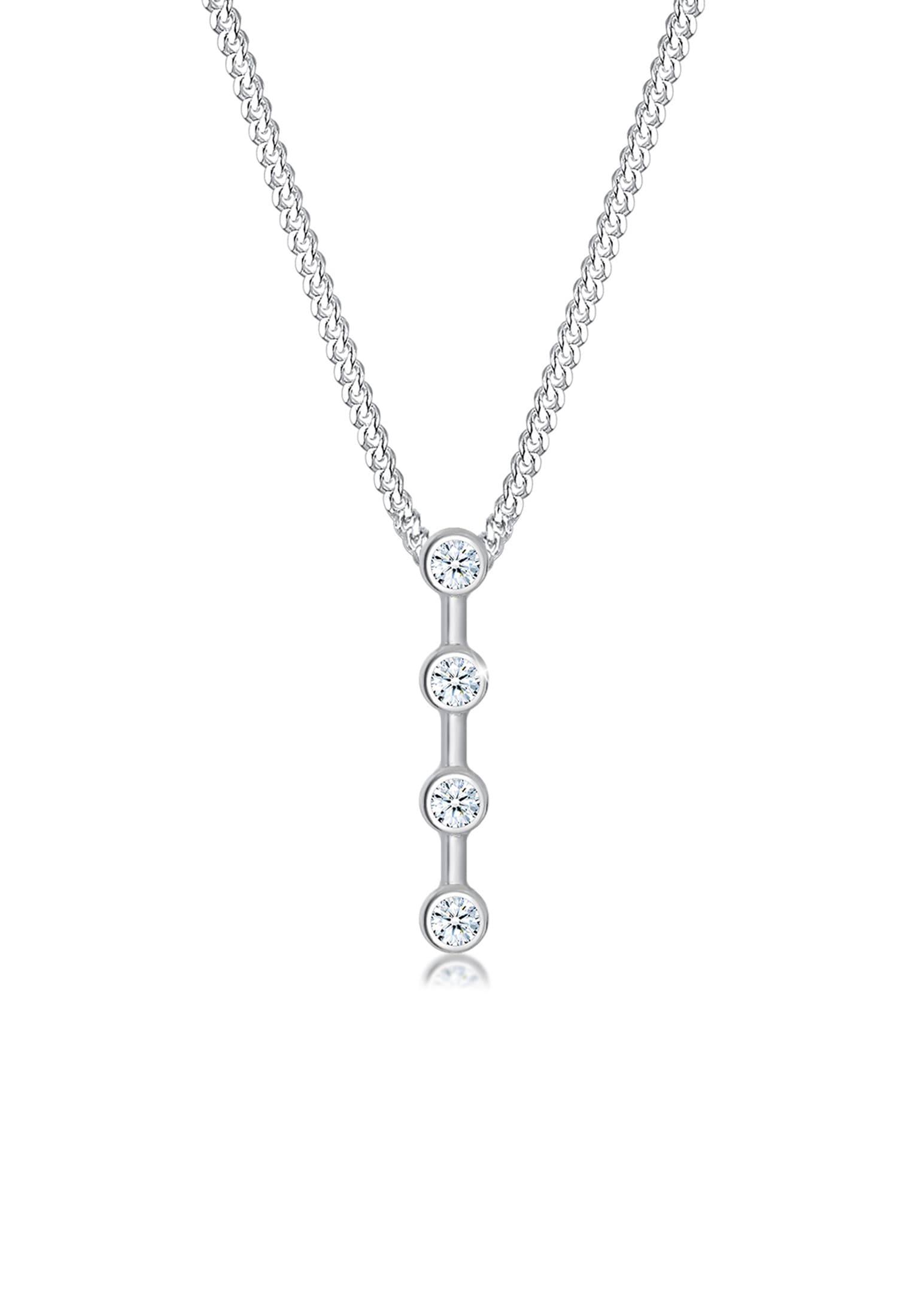 Elli DIAMONDS Collierkettchen »Basic Stab Geo Kreis Diamant (0.06 ct.) 925 Silber«