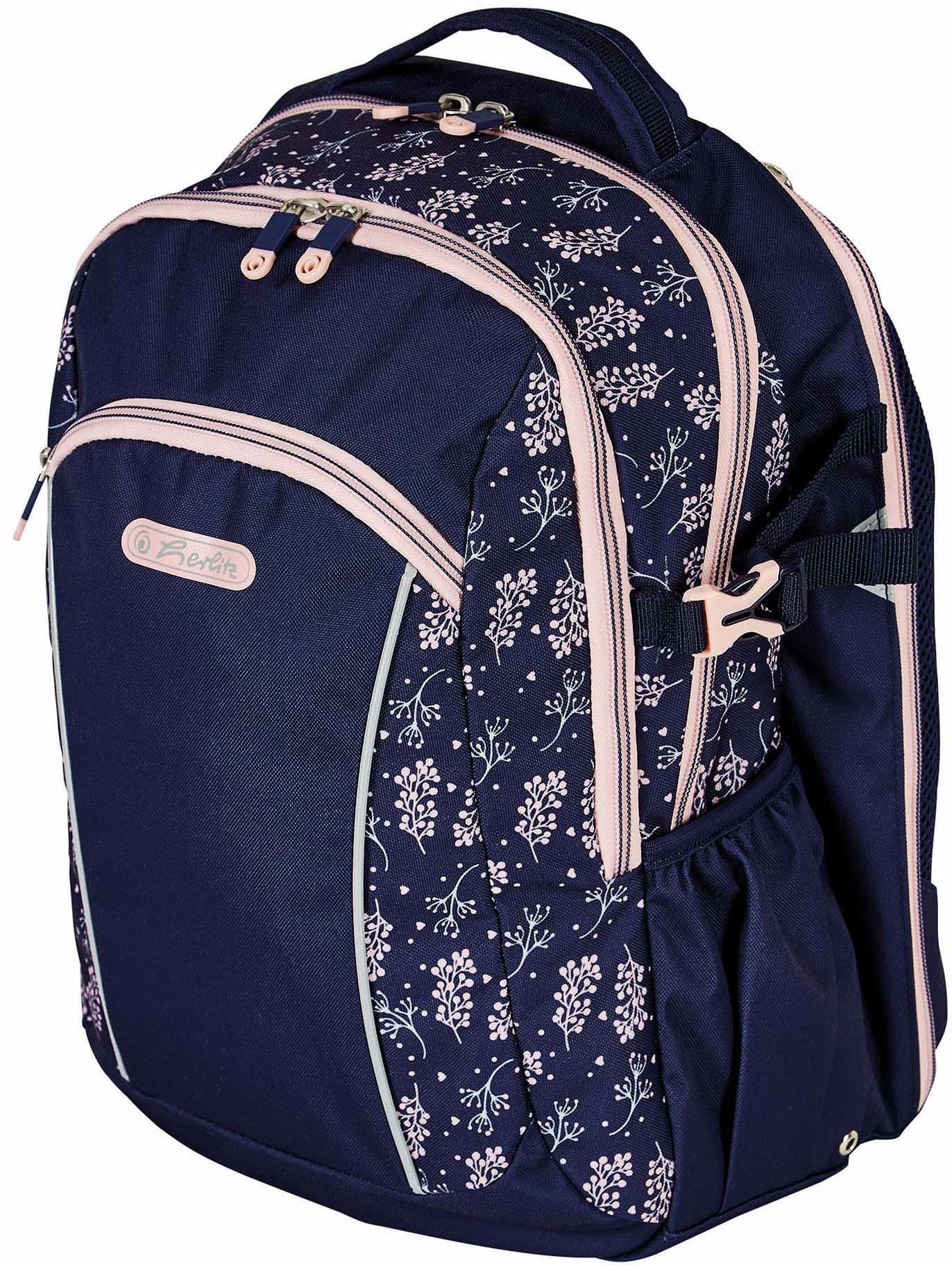 Herlitz Schulrucksack »Ultimate, Blossom«, Floureszierende Flächen-reflektierende Streifen auf den Schultergurten, enthält recyceltes Material (Global Recycled Standard)