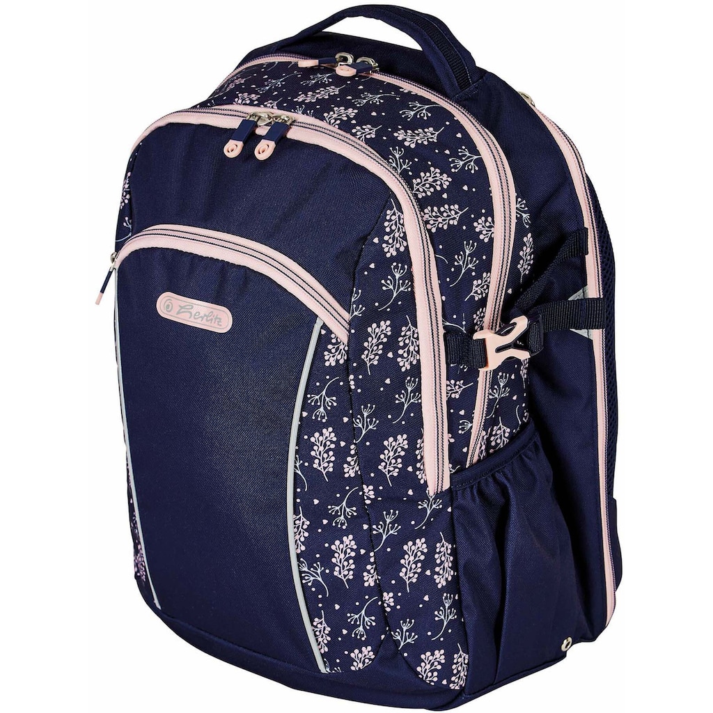 Herlitz Schulrucksack »Ultimate, Blossom«, Floureszierende Flächen-reflektierende Streifen auf den Schultergurten