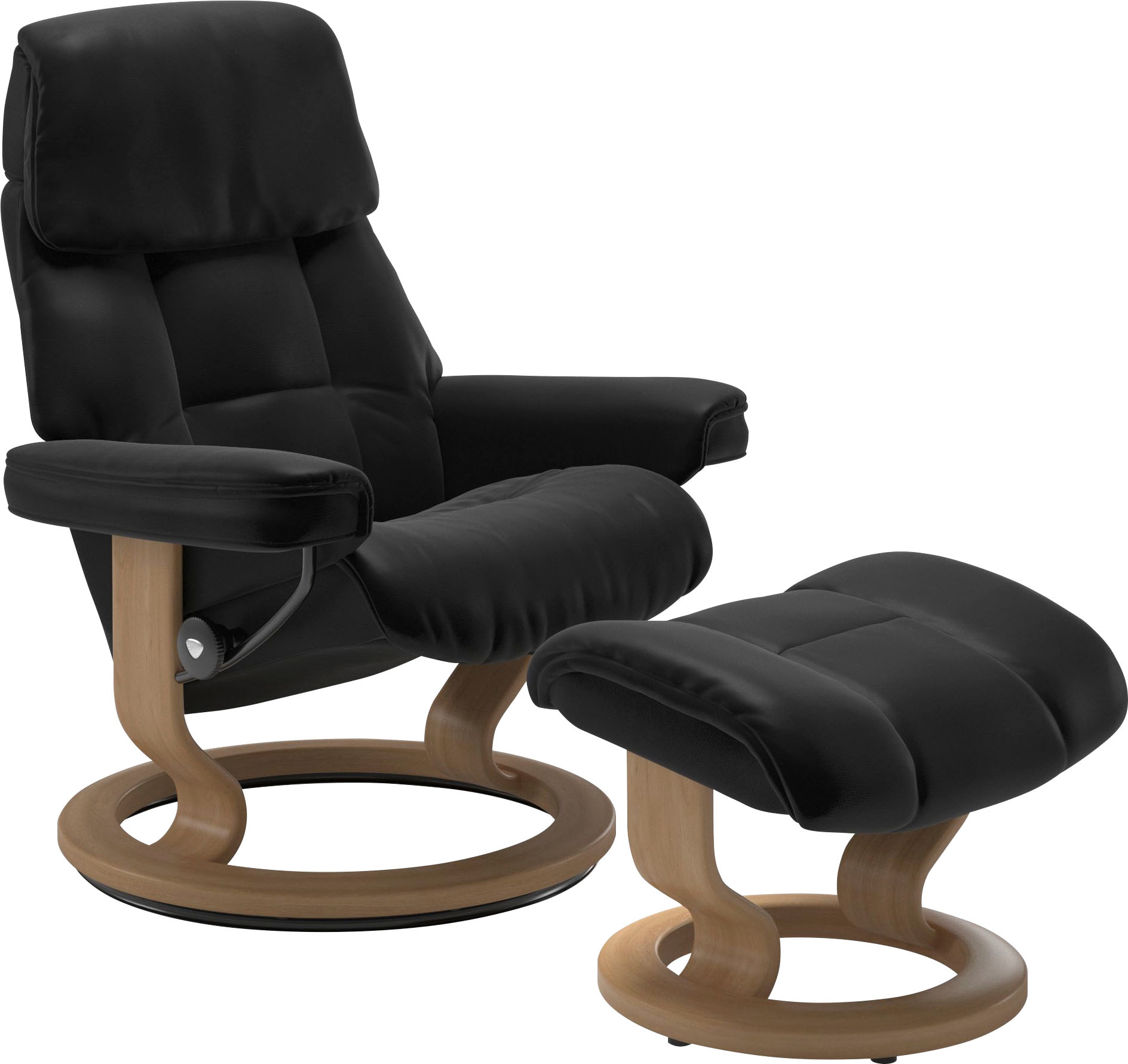 Stressless Relaxsessel "Ruby", (Set, Relaxsessel mit Hocker), mit Classic Base, Größe M, Gestell Eiche, Wenge, Braun & S