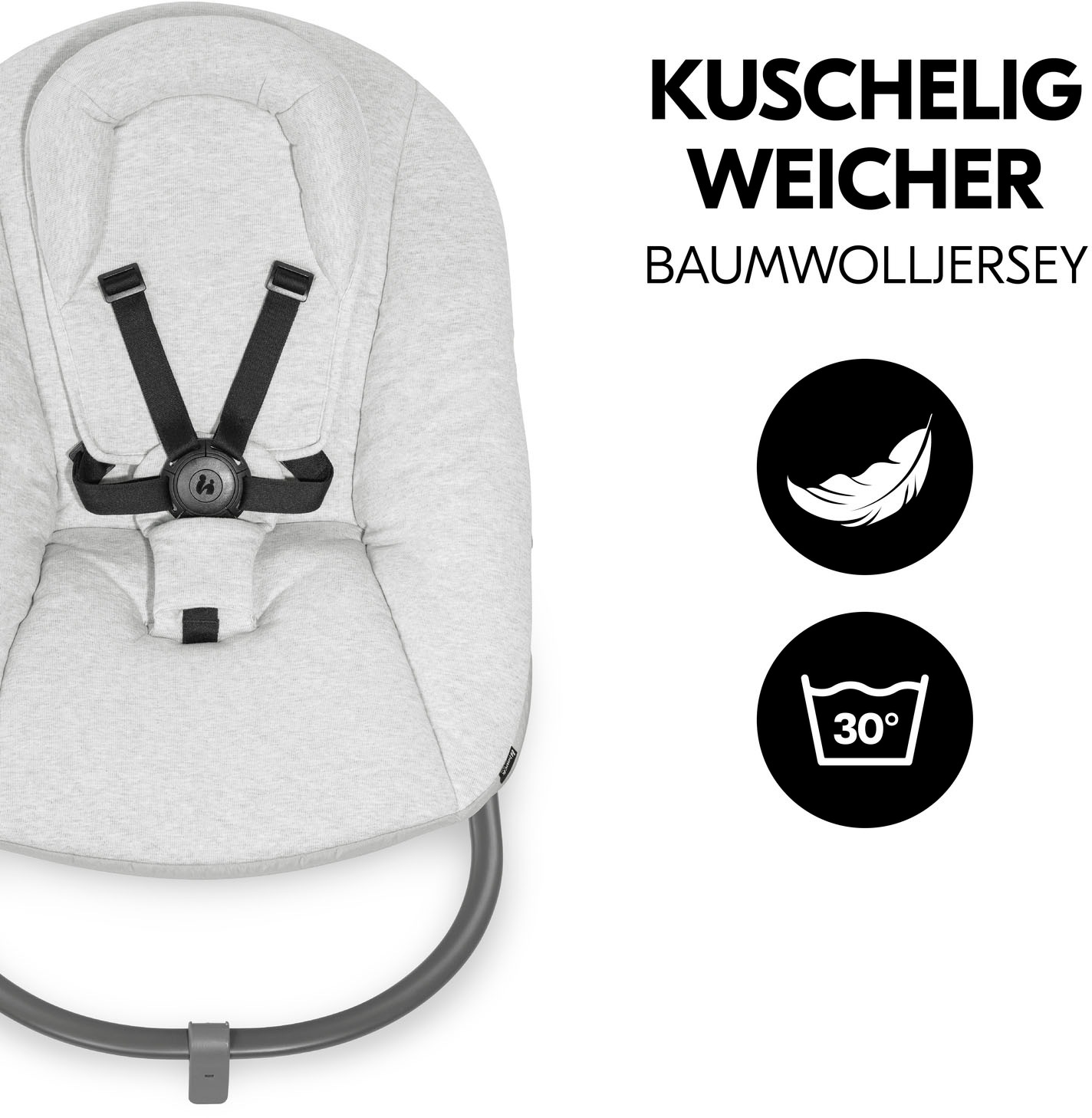 Hauck Babywippe »Alpha Bouncer Premium, Light Grey«, bis 9 kg, für Neugeborene mit Wippgestell, für Hochstuhl Alpha+ und Beta+