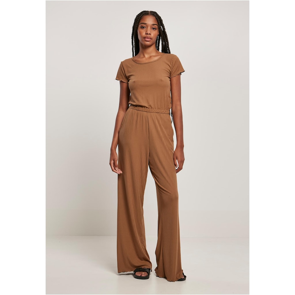 URBAN CLASSICS Jumpsuit »Urban Classics Damen Ladies Rib Wid Leg Jumpsuit«, (1 tlg.)