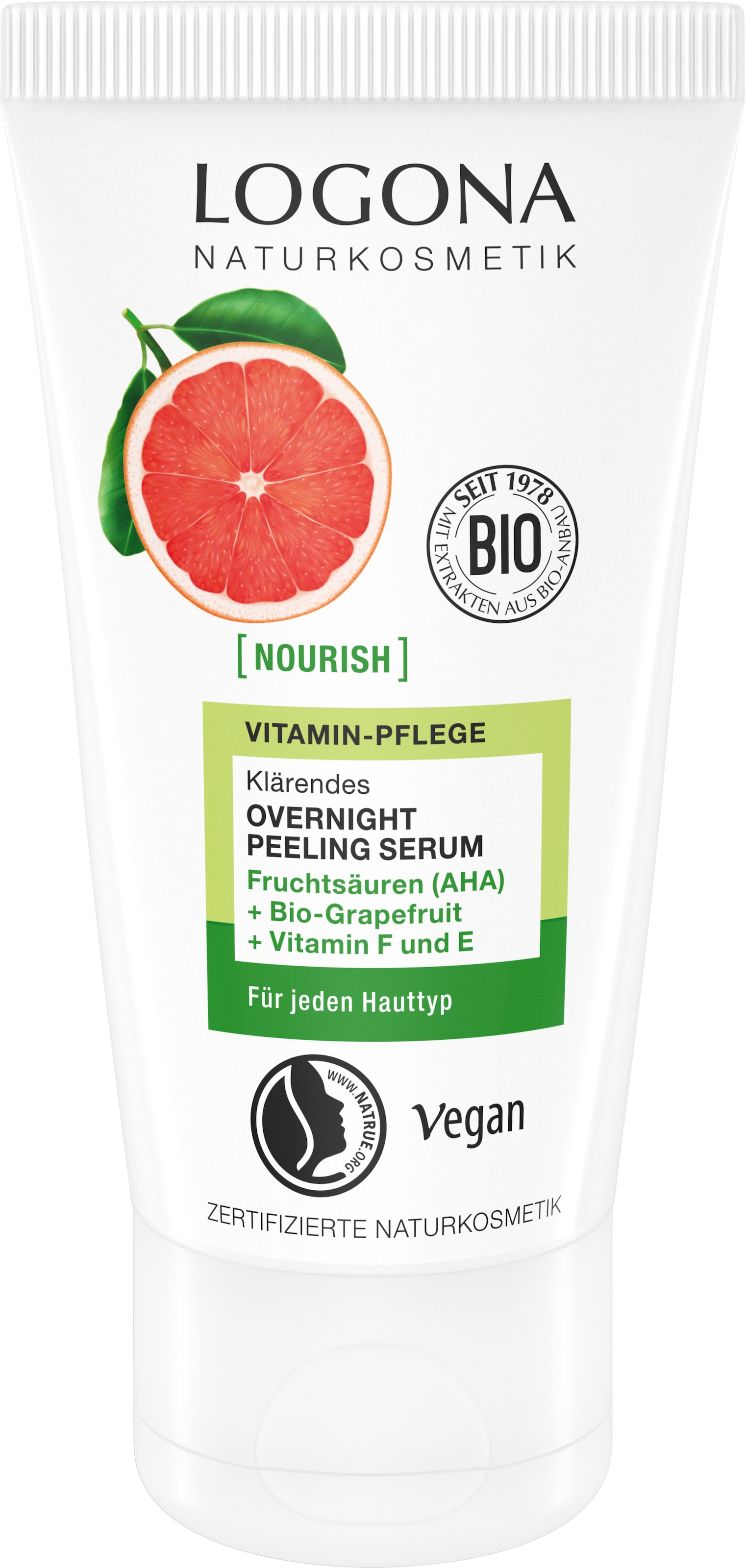 LOGONA Gesichtspflege »nourish Klärendes Overnight Peeling Serum« Gesichtspflege, für die abendliche Anwendung, Serum