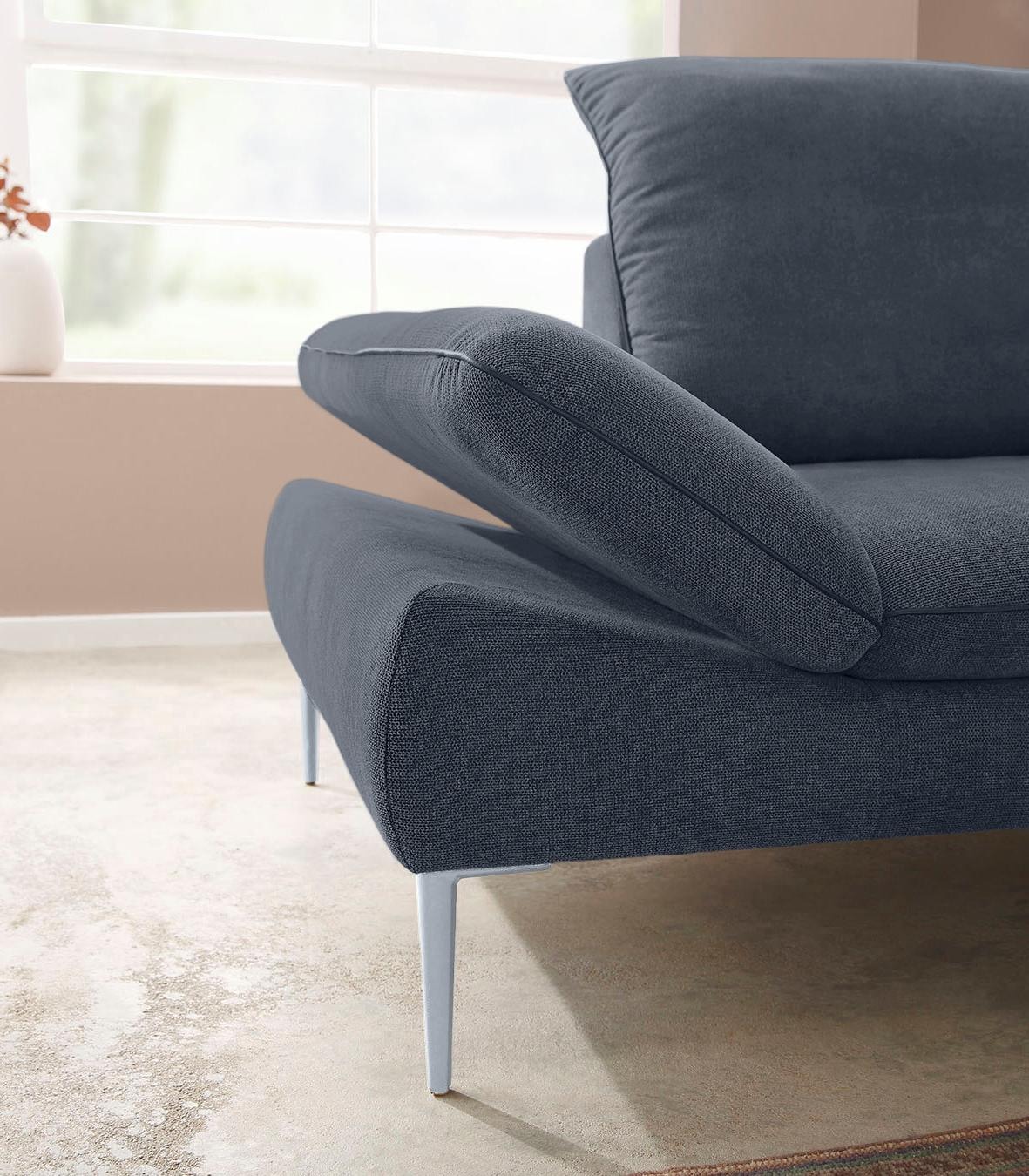 W.SCHILLIG Ecksofa »enjoy&MORE, mit tollem Sitzkomfort, elegant und bequem, L-Form«, mit Sitztiefenverstellung, Füße silber matt, Breite 294 cm