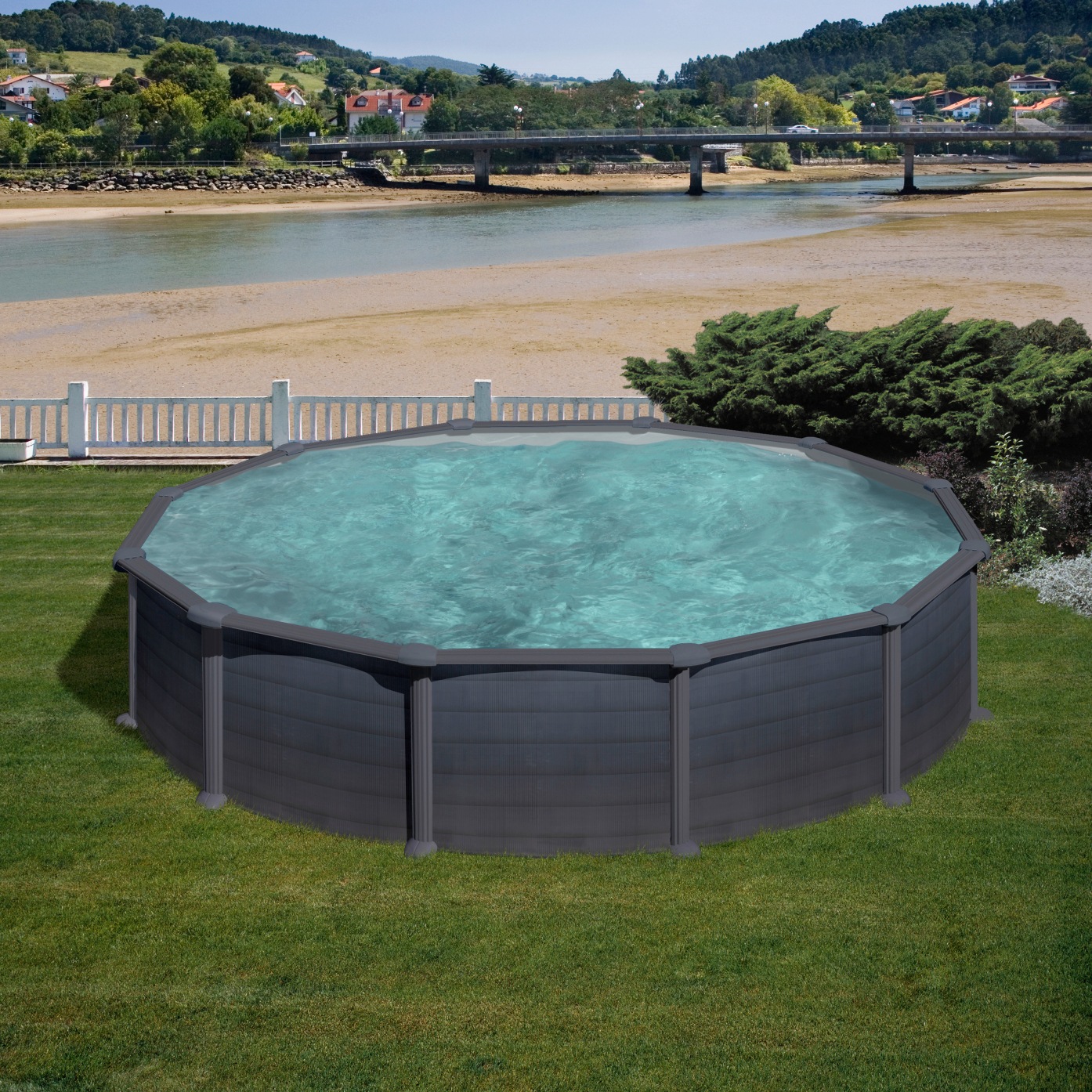 Thumbnail - Gre Rundpool "Graphite ØxH: 550x132 cm inkl. Zubehör"