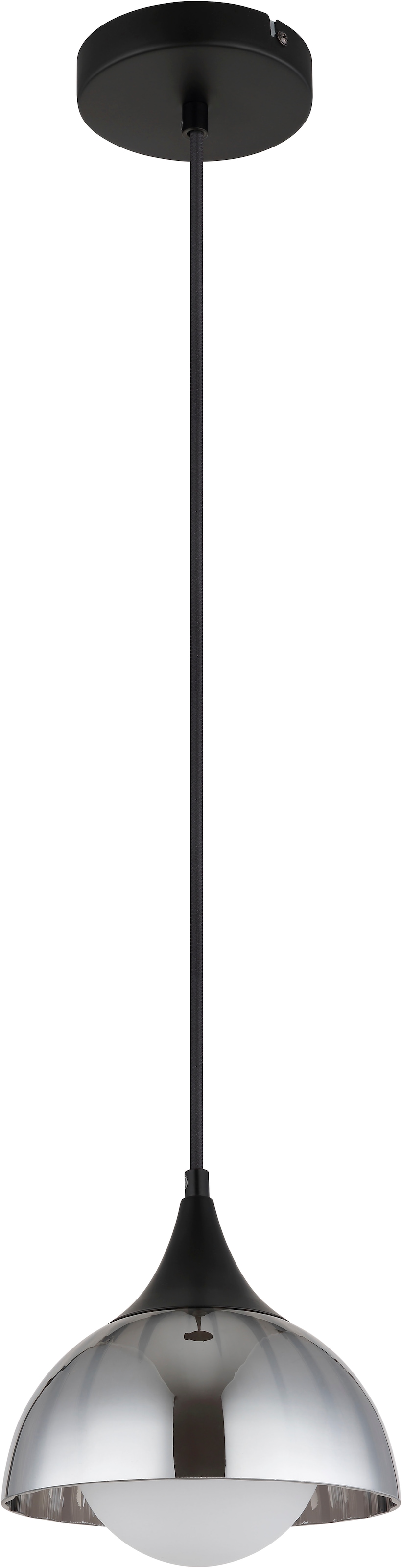 NOWA Pendelleuchte "EVA", 1, Ø 20cm H: 120cm, 1 Stk., schwarz, Esszimmer, Leuchten, Glas, Glaskugel opal, Hängelampe, Wohnzimmer, Esstisch