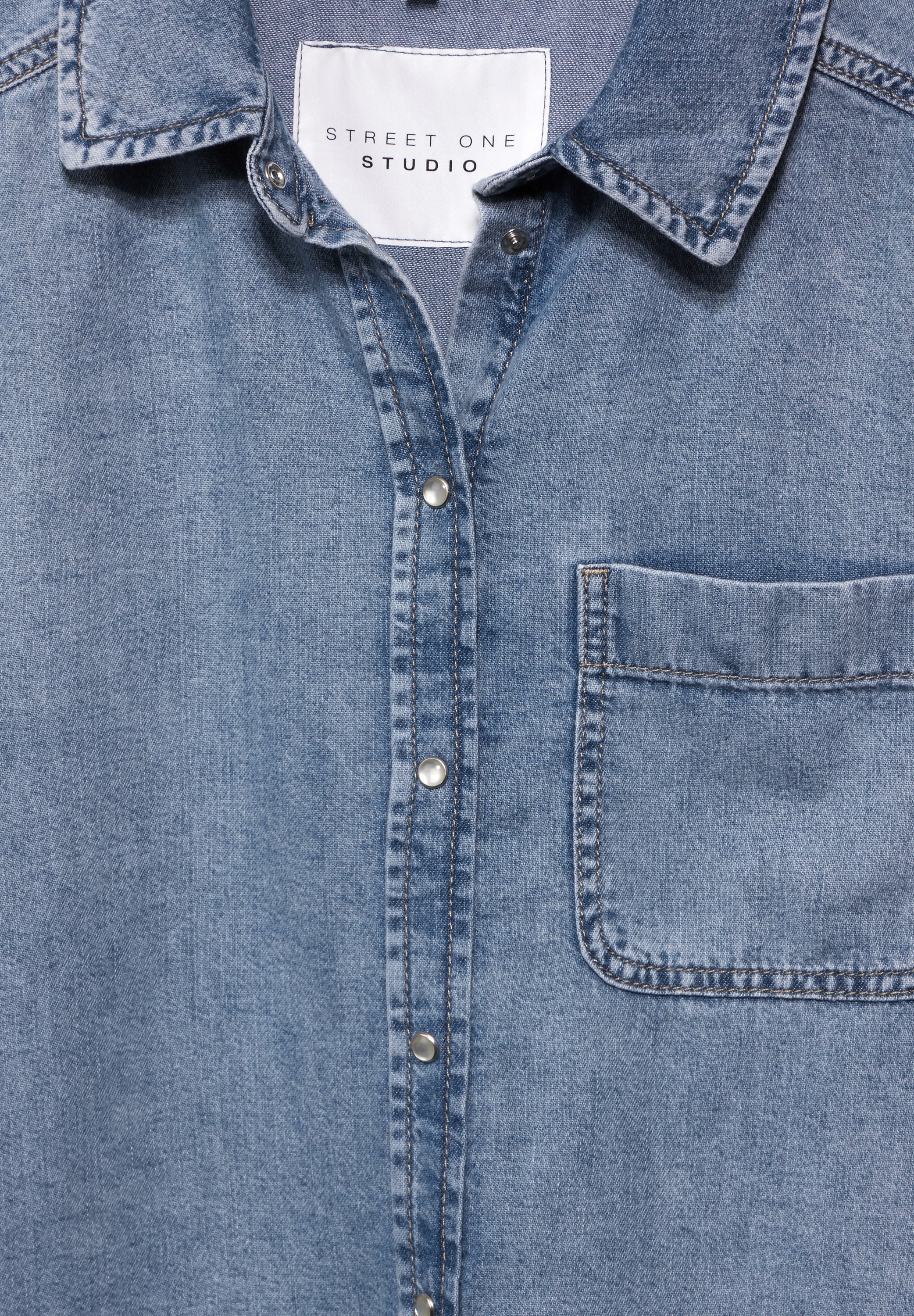 STREET ONE STUDIO Jeansbluse, aus softem Materialmix