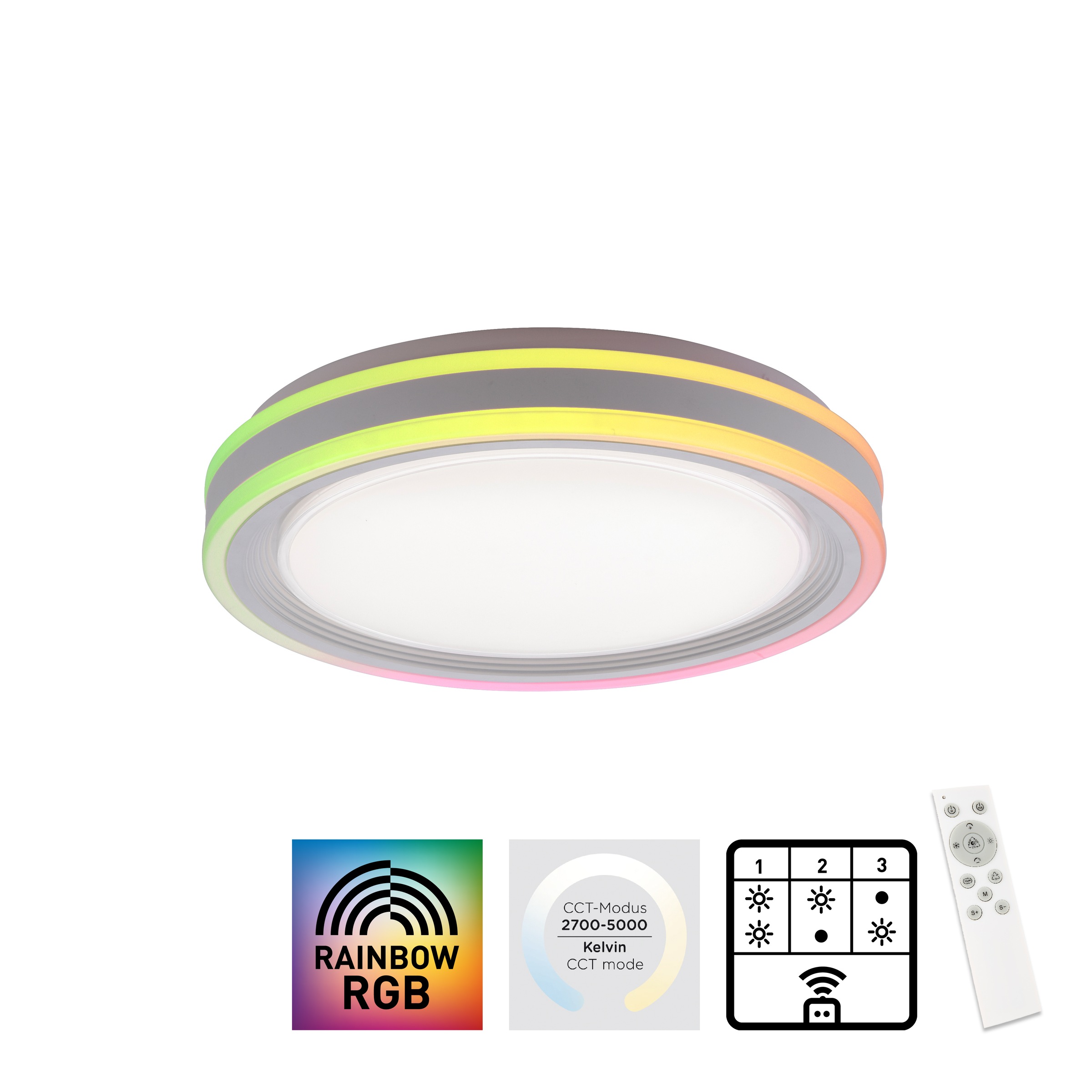 JUST LIGHT Deckenleuchte »SPHERIC«, 2 flammig, Leuchtmittel LED-Board-LED-Board | LED fest integriert-LED fest integriert, LED, CCT - über Fernbedienung, RGB-Rainbow, dimmbar über Fernbedienung