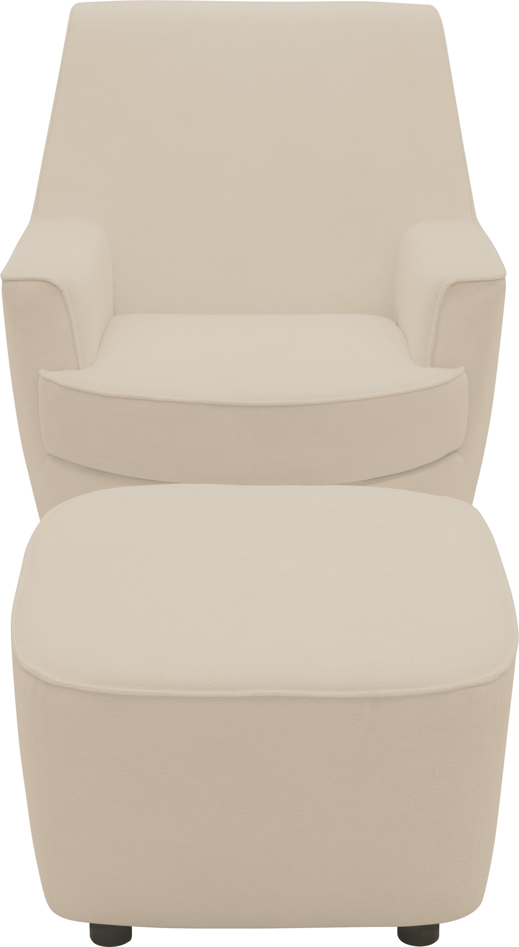 INOSIGN Drehsessel »HETTY, Drehsessel mit Wippfunktion und Hocker; Lesesessel, Armsessel«, (Set, 2 St.), mit Dreh/Wippfunktion, mit Federkern, in Cord und Microfaser