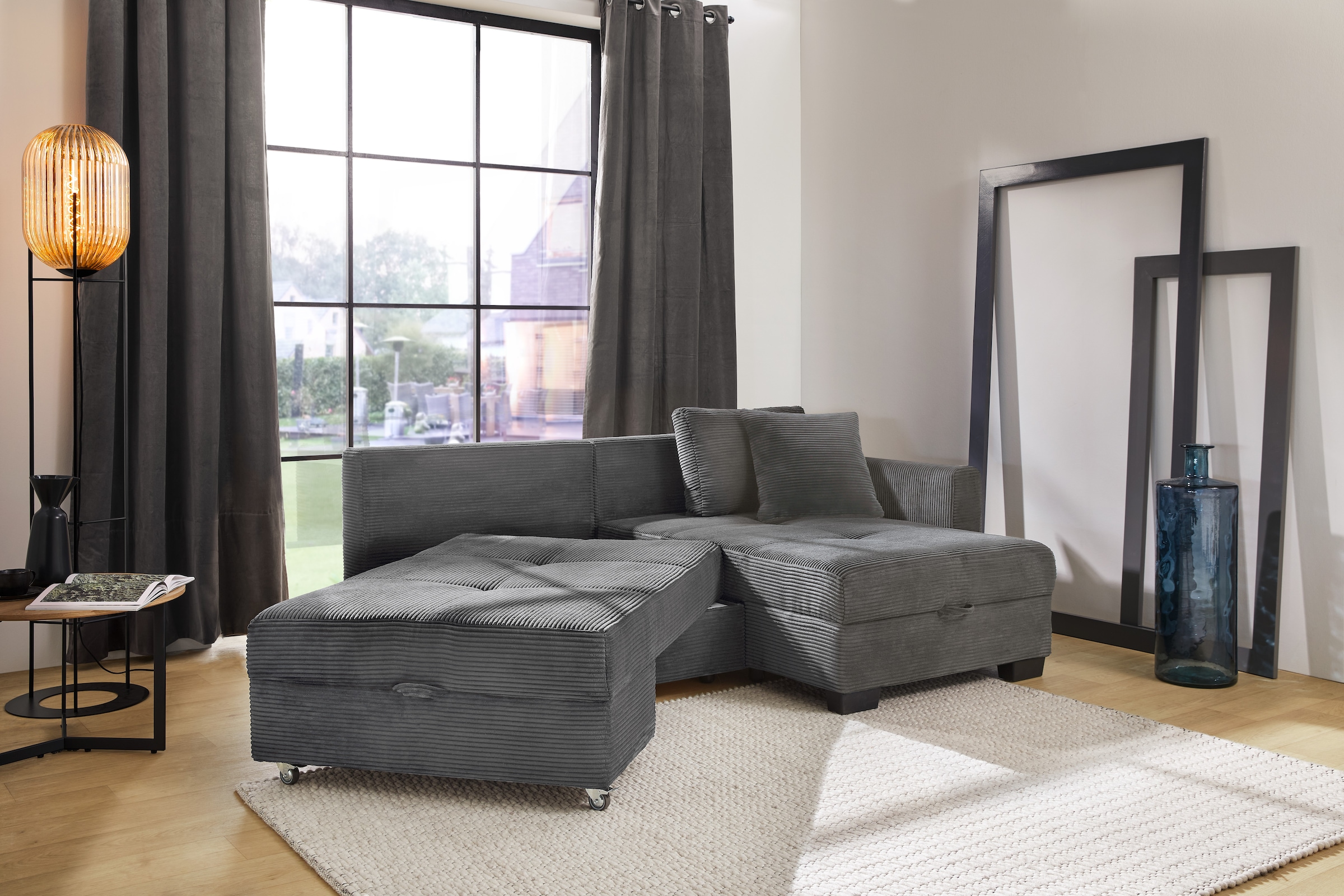 Jockenhöfer Gruppe Ecksofa »Fantasy, Dreh-Schwenk-Ottomane«, inklusive Relax- und Schlaffunktion, Ottomane links/ rechts montierbar