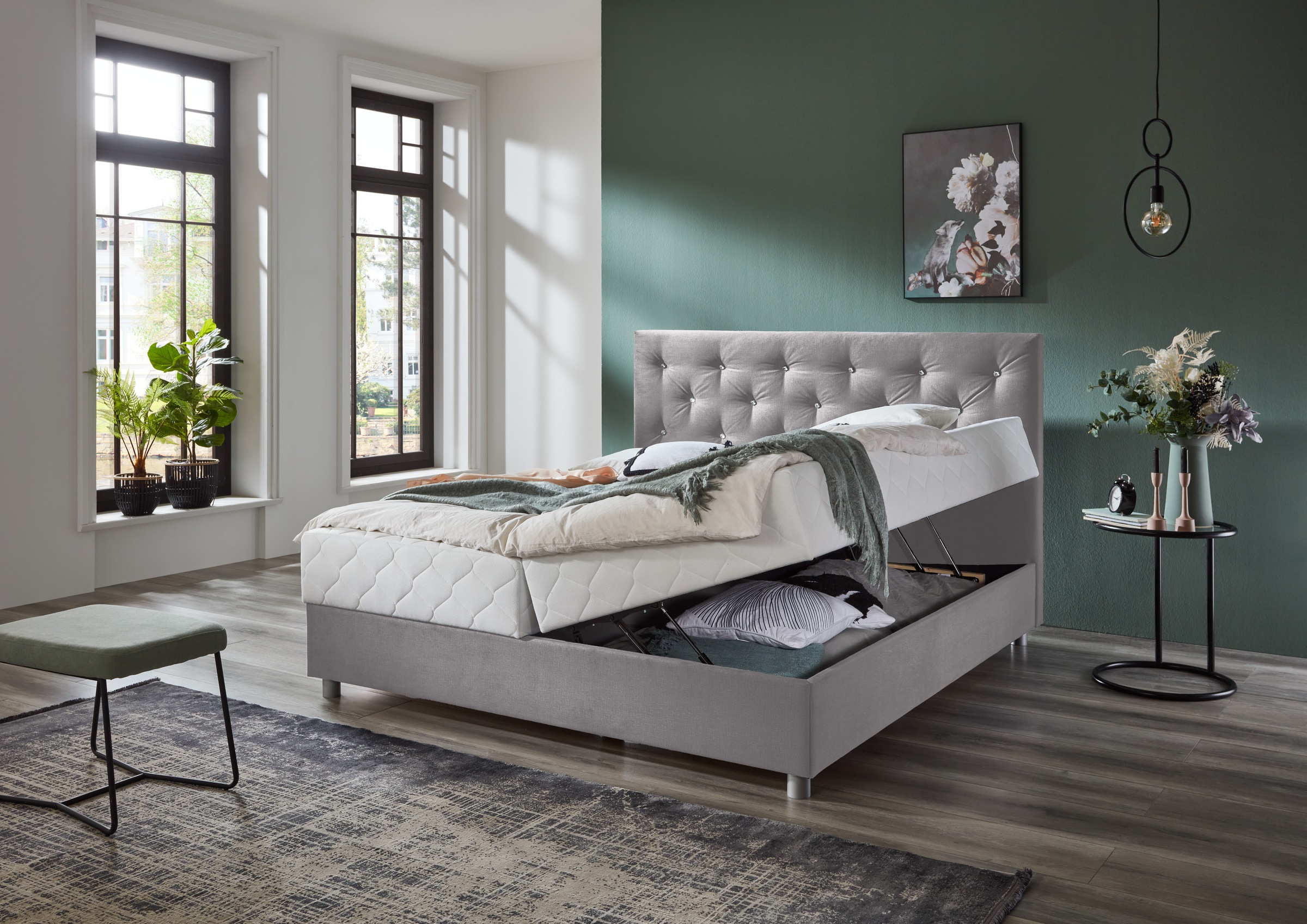 ATLANTIC home collection Boxbett "CELIA im hochwertiger Samtoptik", mit Tas günstig online kaufen