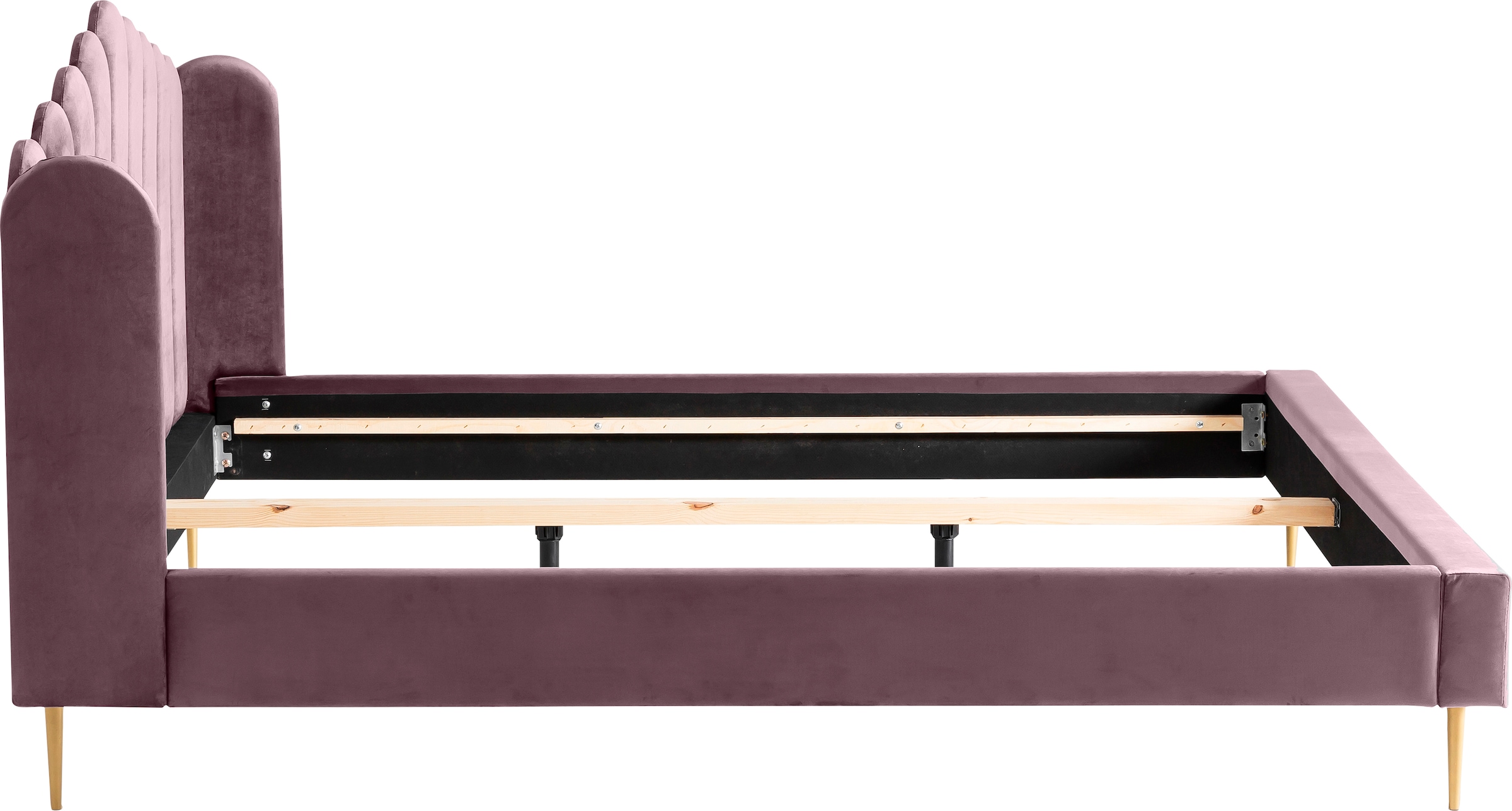 SalesFever Polsterbett »Komfortables Bett für erholsamen Schlaf« Eleganz trifft Komfort: Samt-Bezug, goldfarbene Metallfüße