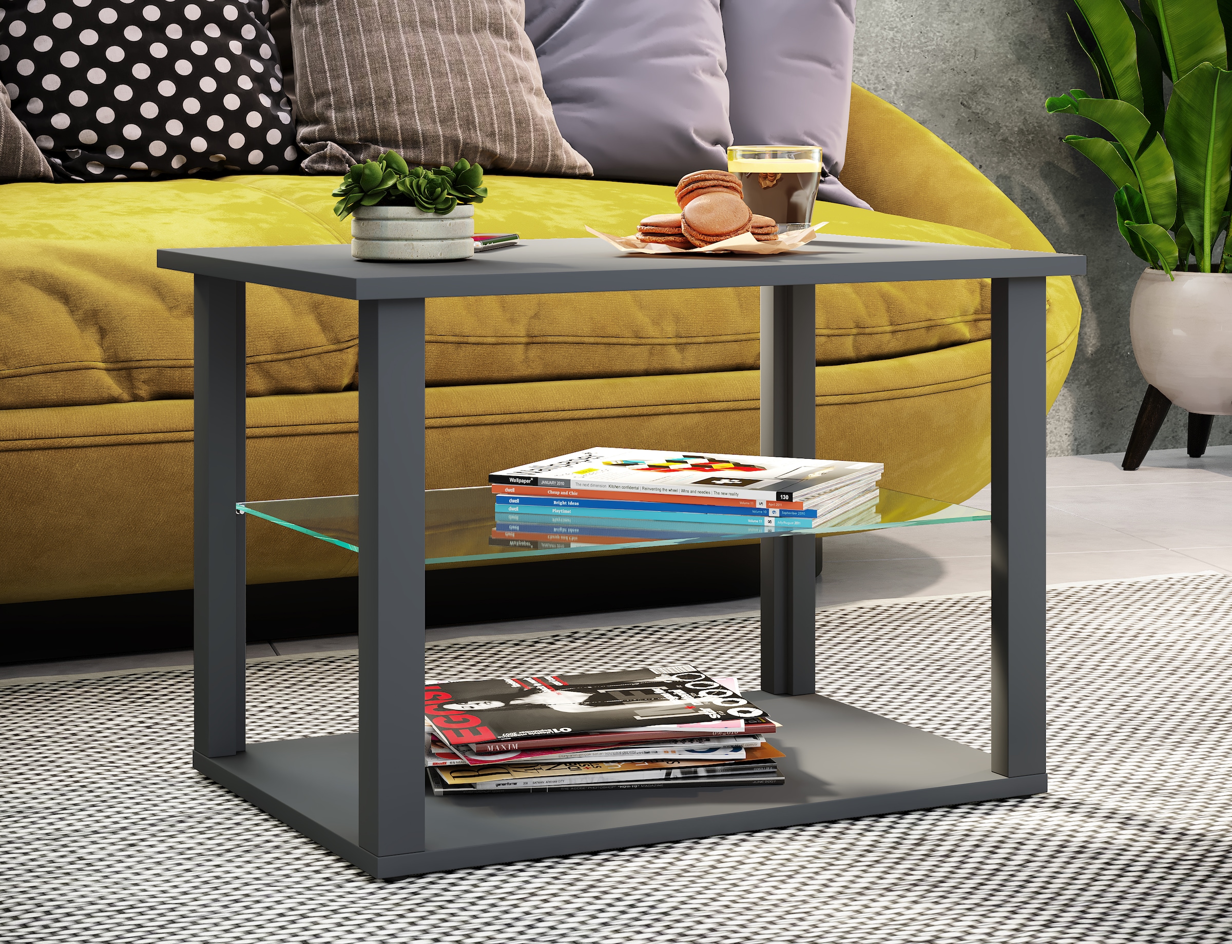 VCM Beistelltisch »Holz Sofatisch Couchtisch Glas Tisch Wanilo M«