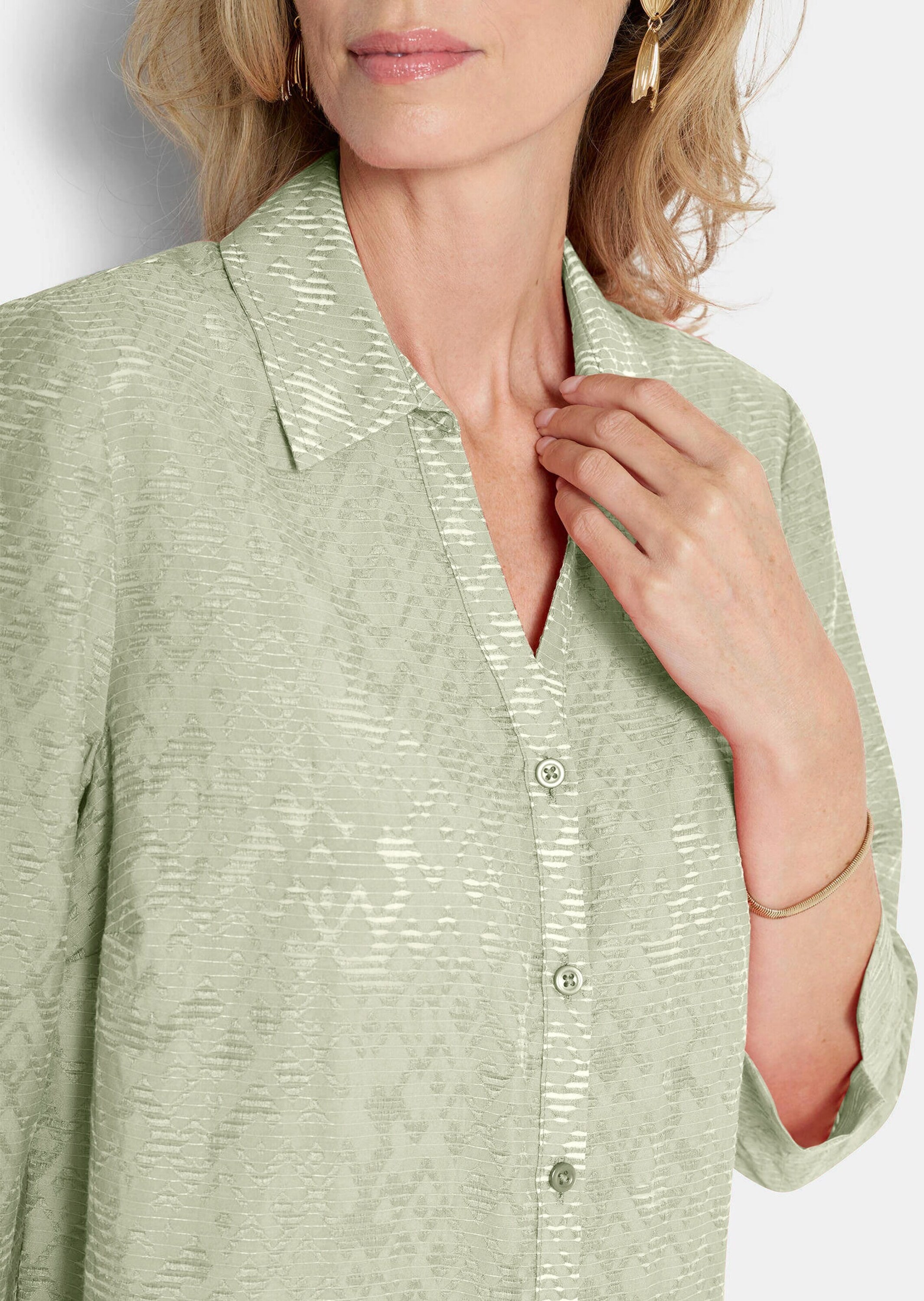 GOLDNER Hemdbluse »Viskosebluse mit filigranem Muster« Ausbrenner zweifarbig