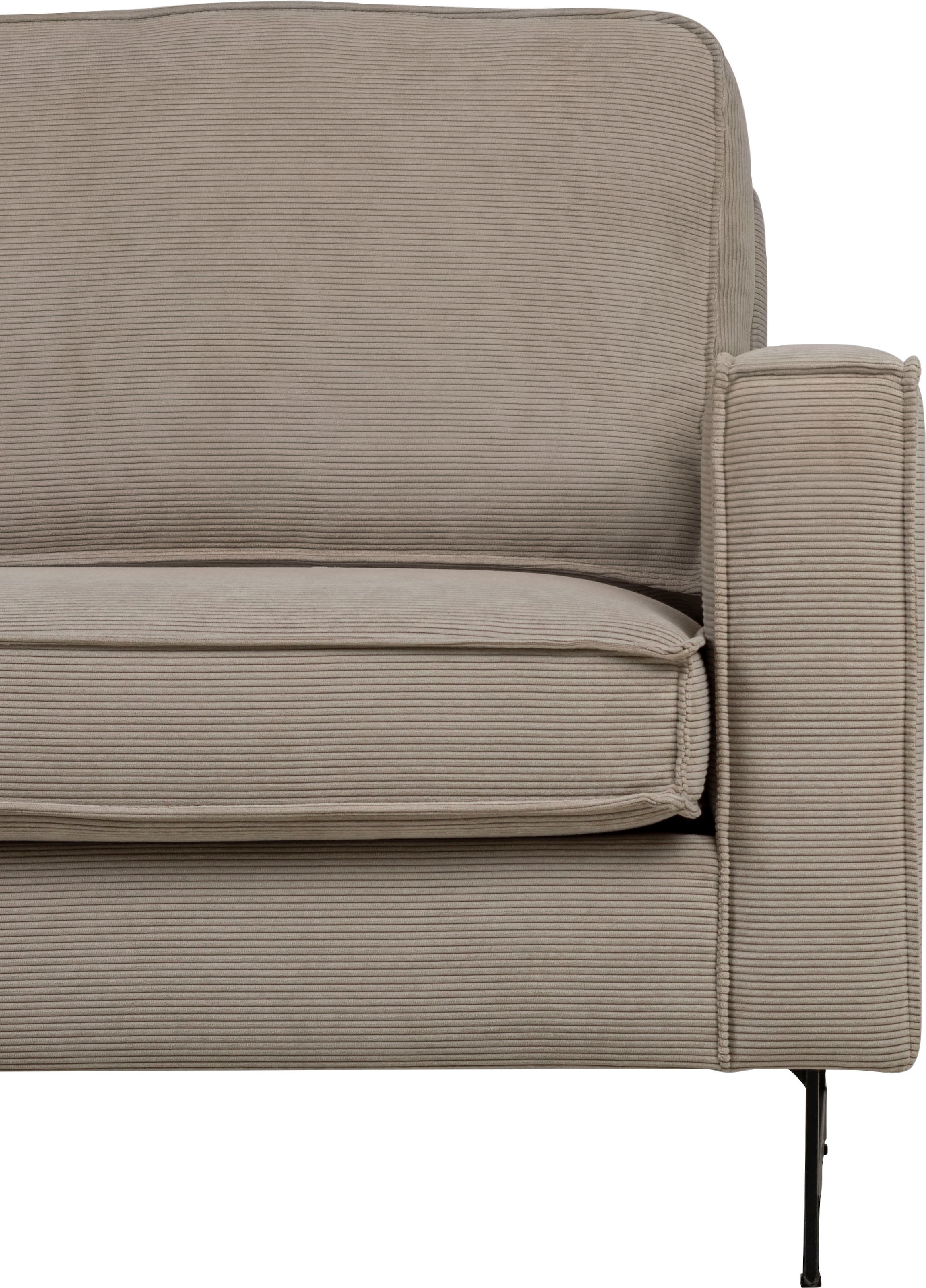 Home affaire Ecksofa »Pinto, 290 cm, Cord, Chenille, Lederoptik, Ottomane links / rechts« mit Keder, schwarze Metallfüße, Wellenunterfederung