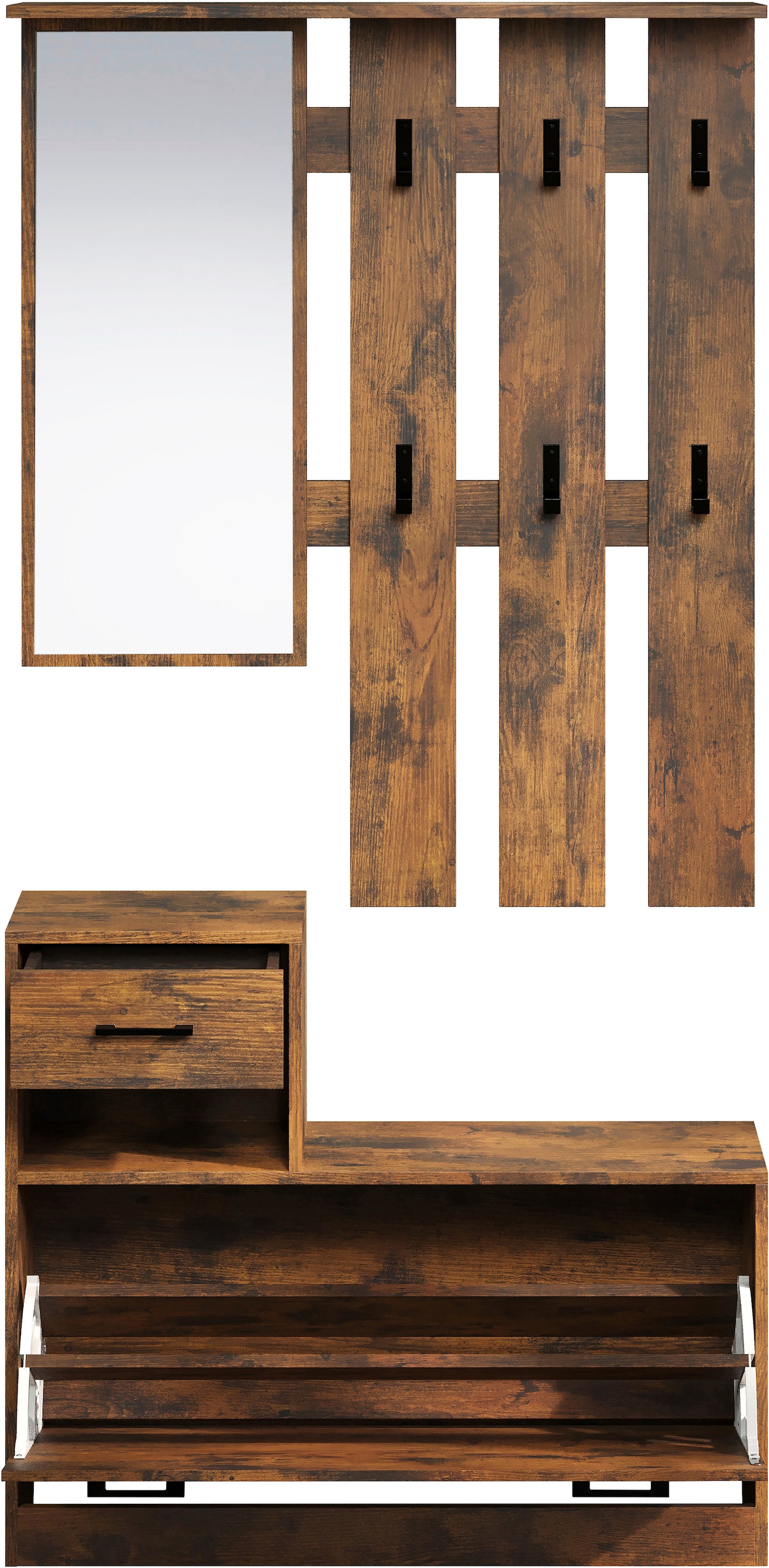 INOSIGN Garderoben-Set »Basel«, (Komplett-Set, 2 St.), Schuhkipper mit Schuhkasten, Paneel mit Spiegel und Haken