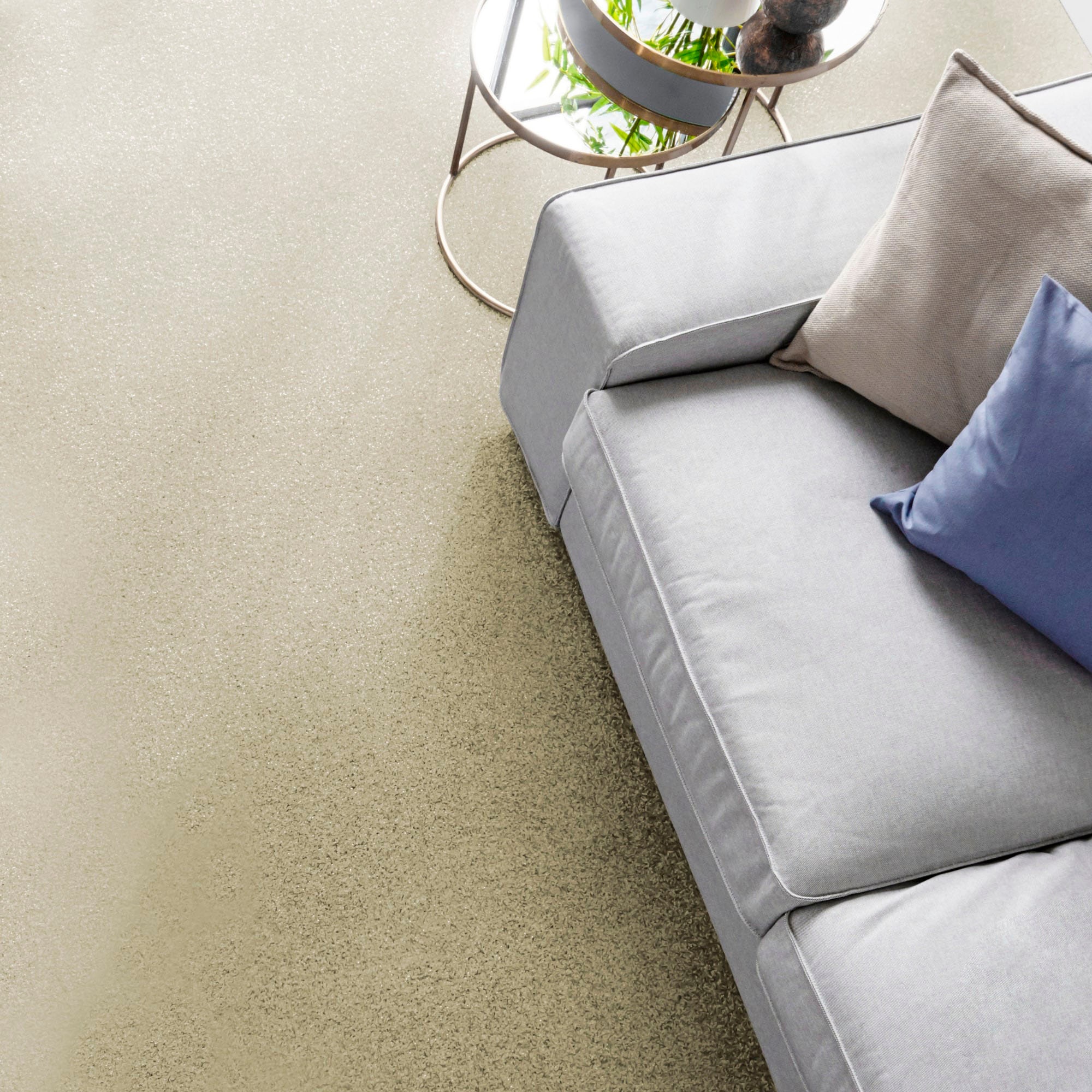 Teppichboden ANDIAMO "Kira, Velours, Gesamthöhe 8 mm, Made in Belgium", beige, B:400cm L:400cm, Kunstfaser, Teppiche, Uni Farben, Breite 400 cm, strapazierfähig, pflegeleicht, Wohnzimmer
