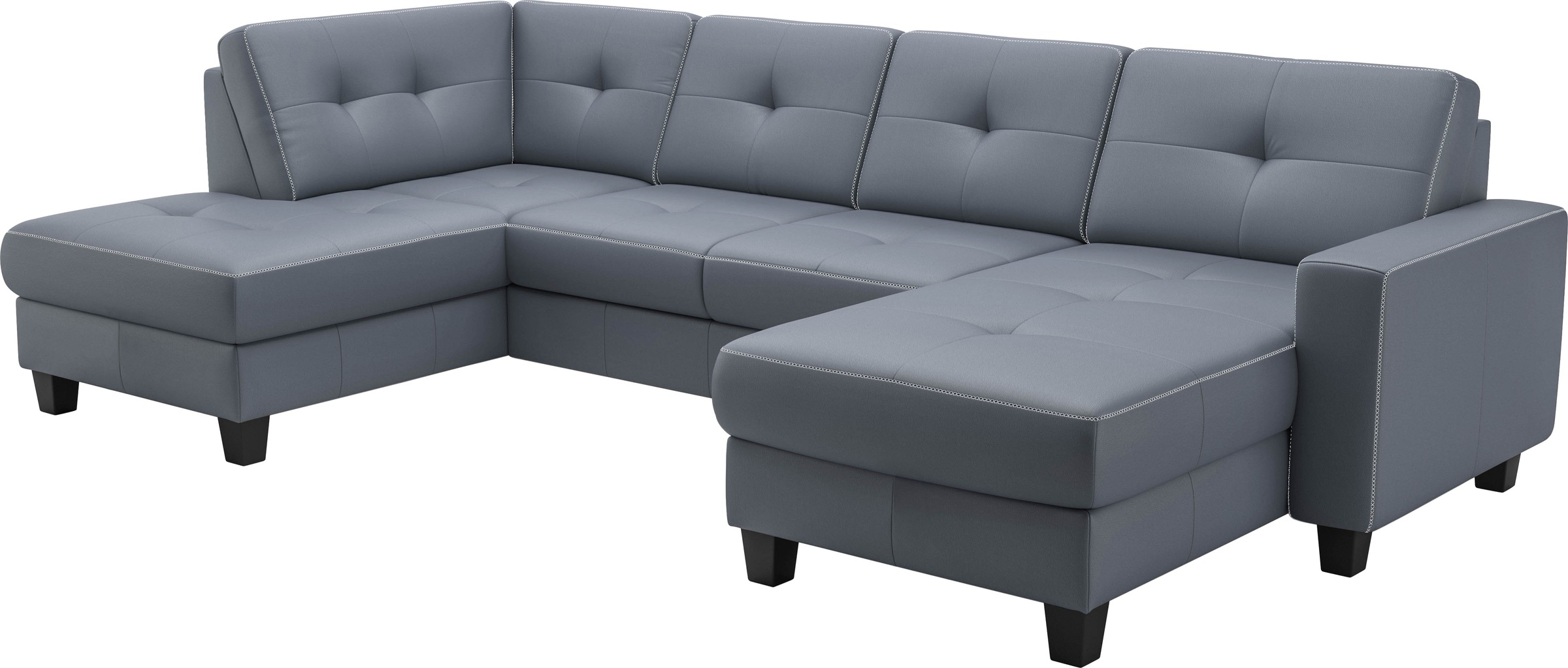 Wohnlandschaft HOME AFFAIRE "Varese", blau (graublau), B:304cm H:91cm T:170cm, Sofas, Wohnlandschaft, wahlweise mit Bettfunktion und Bettkasten 5